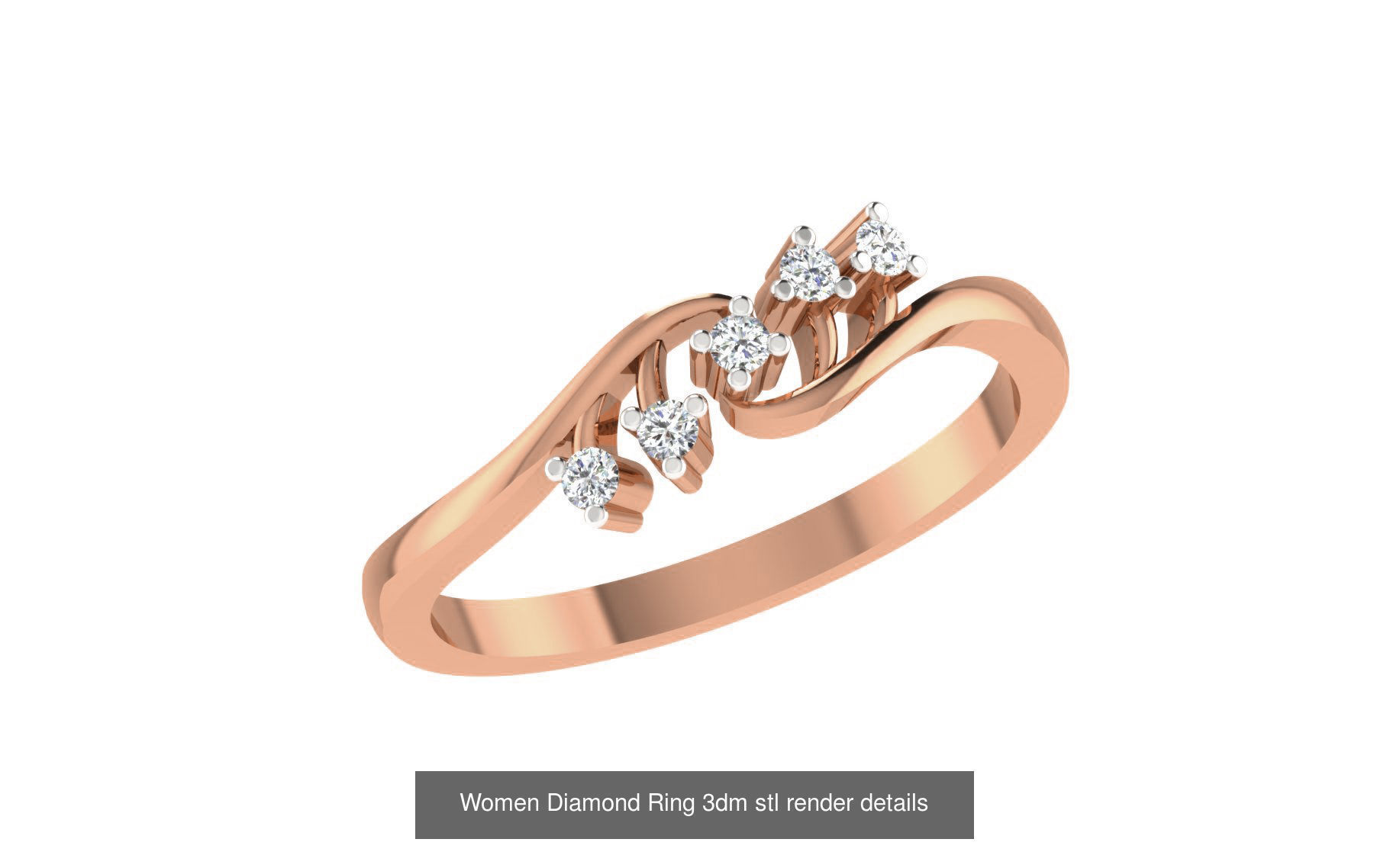 271 Minimilistic Light Wt Women Diamond Ring 3dm render details 3D Model Collection_214