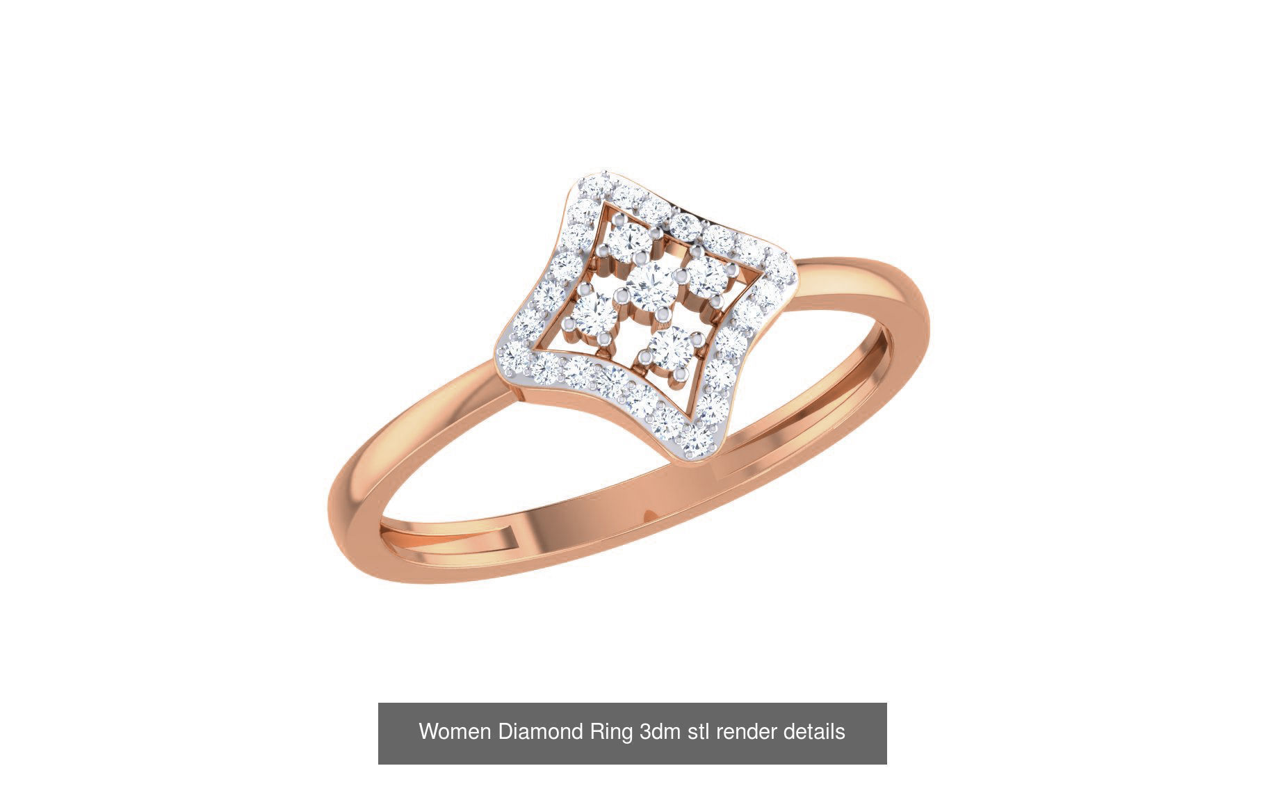 271 Minimilistic Light Wt Women Diamond Ring 3dm render details 3D Model Collection_102
