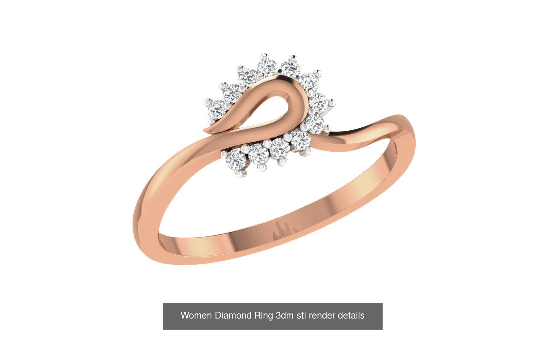 271 Minimilistic Light Wt Women Diamond Ring 3dm render details 3D Model Collection_187