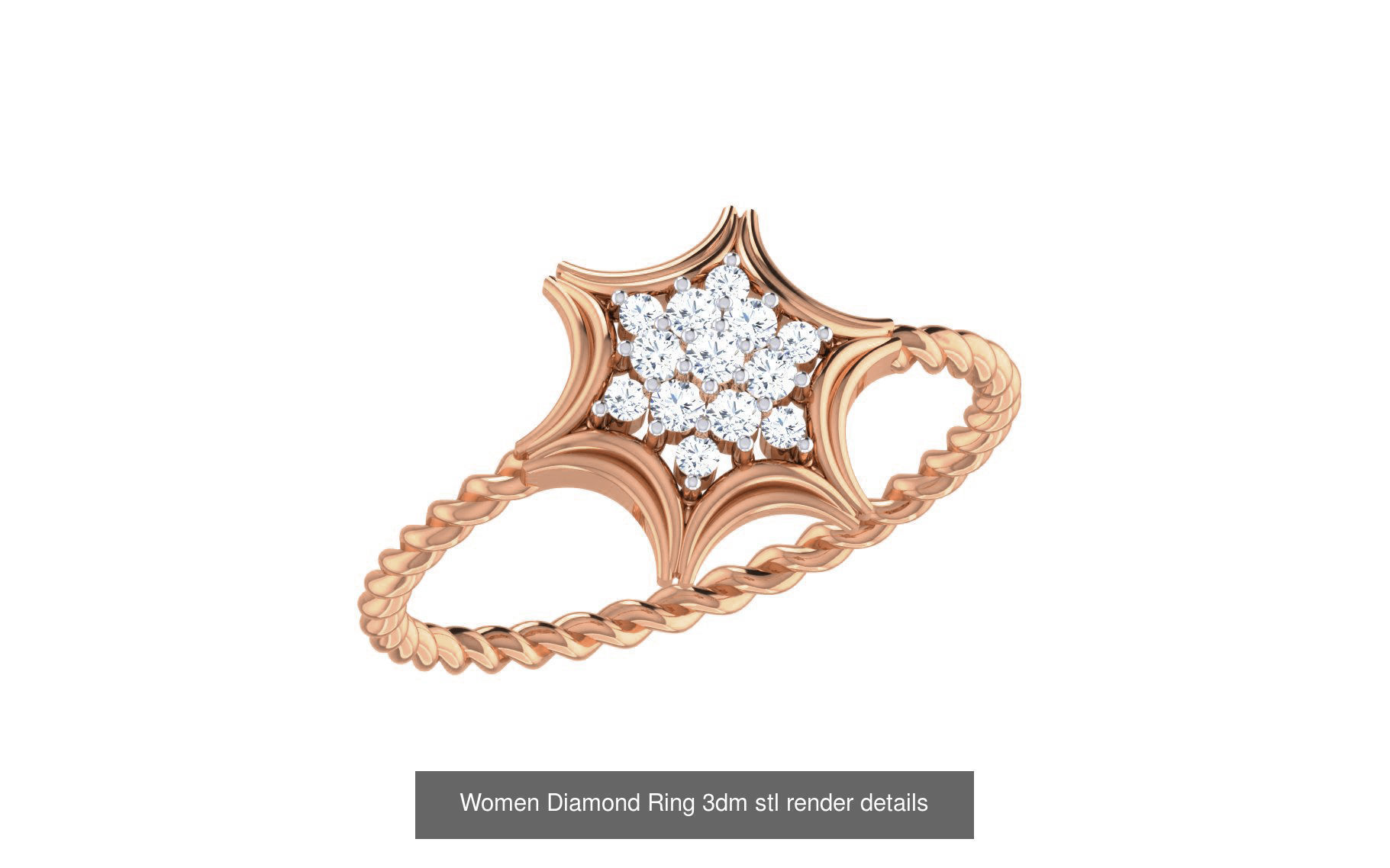 271 Minimilistic Light Wt Women Diamond Ring 3dm render details 3D Model Collection_104