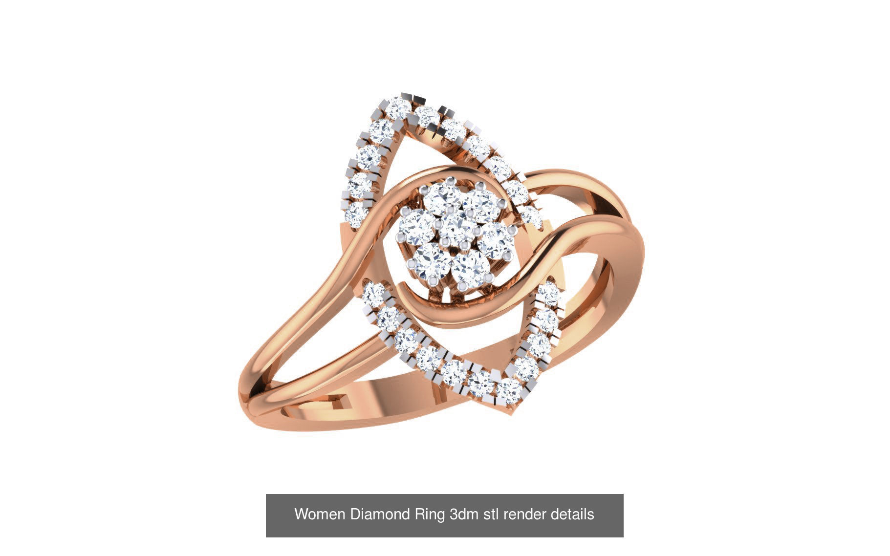 271 Minimilistic Light Wt Women Diamond Ring 3dm render details 3D Model Collection_73