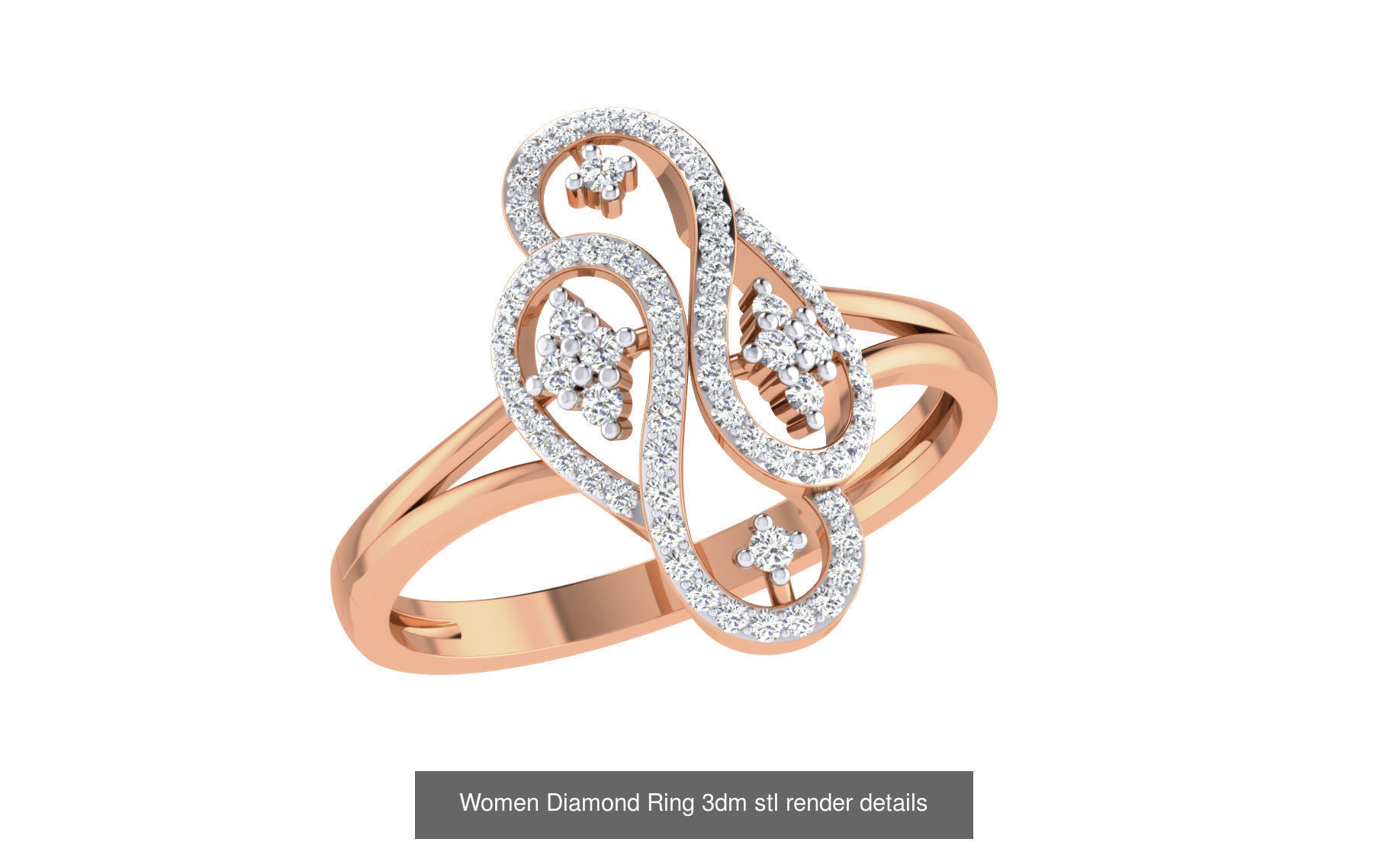 271 Minimilistic Light Wt Women Diamond Ring 3dm render details 3D Model Collection_144