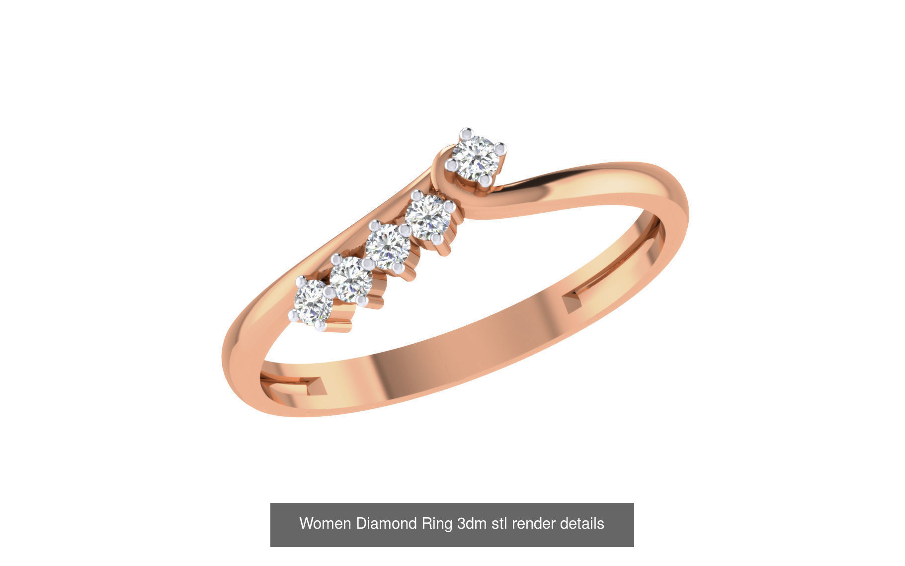 271 Minimilistic Light Wt Women Diamond Ring 3dm render details 3D Model Collection_28