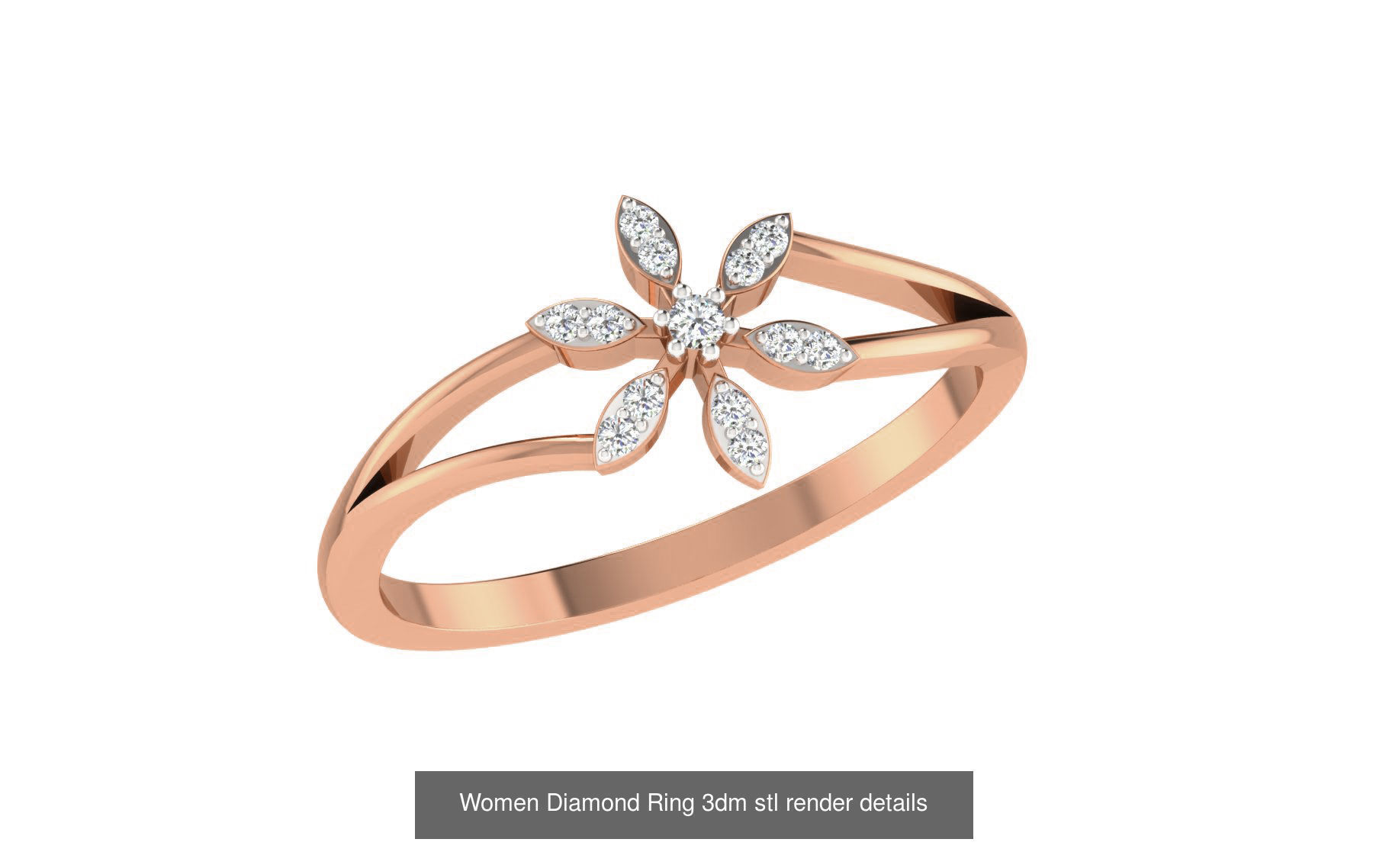 271 Minimilistic Light Wt Women Diamond Ring 3dm render details 3D Model Collection_182
