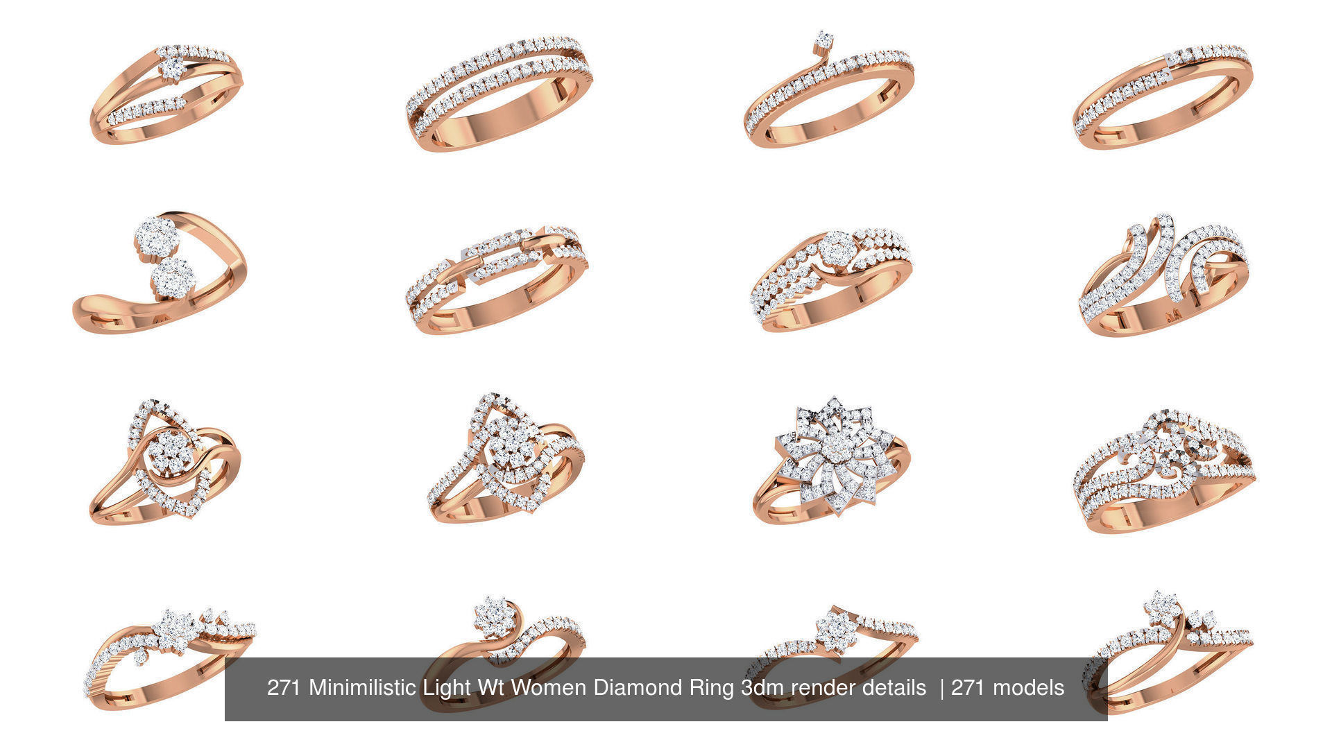 271 Minimilistic Light Wt Women Diamond Ring 3dm render details 3D Model Collection_4