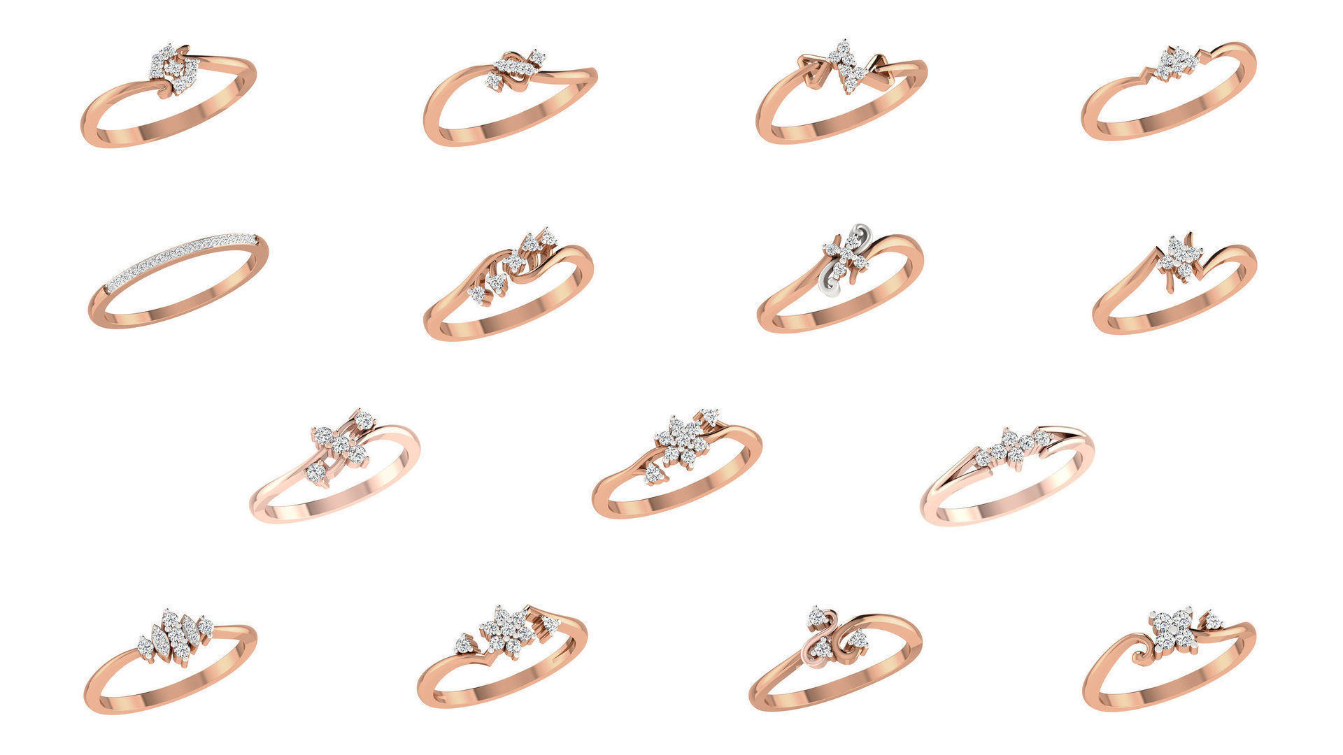 271 Minimilistic Light Wt Women Diamond Ring 3dm render details 3D Model Collection_21