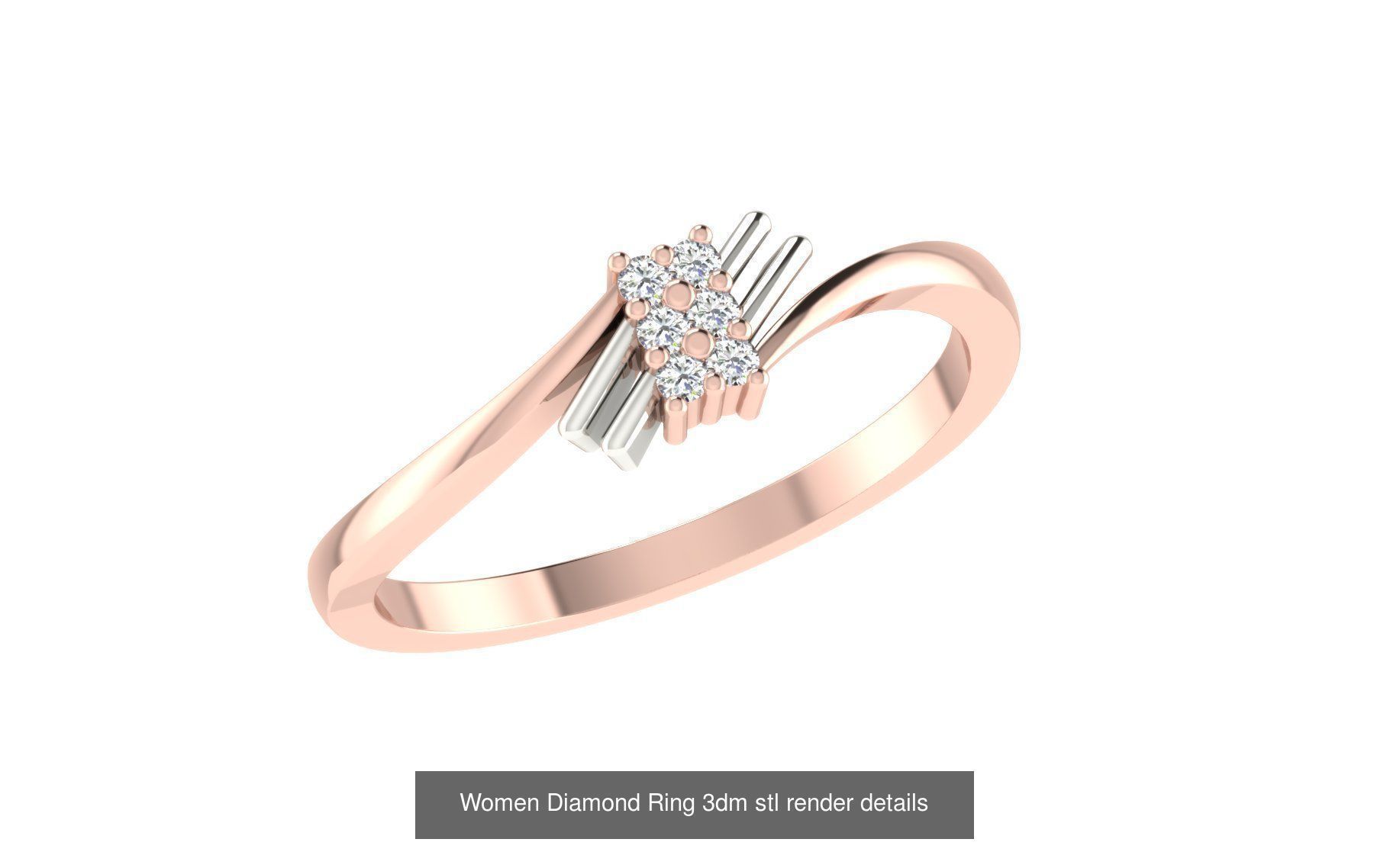 271 Minimilistic Light Wt Women Diamond Ring 3dm render details 3D Model Collection_194