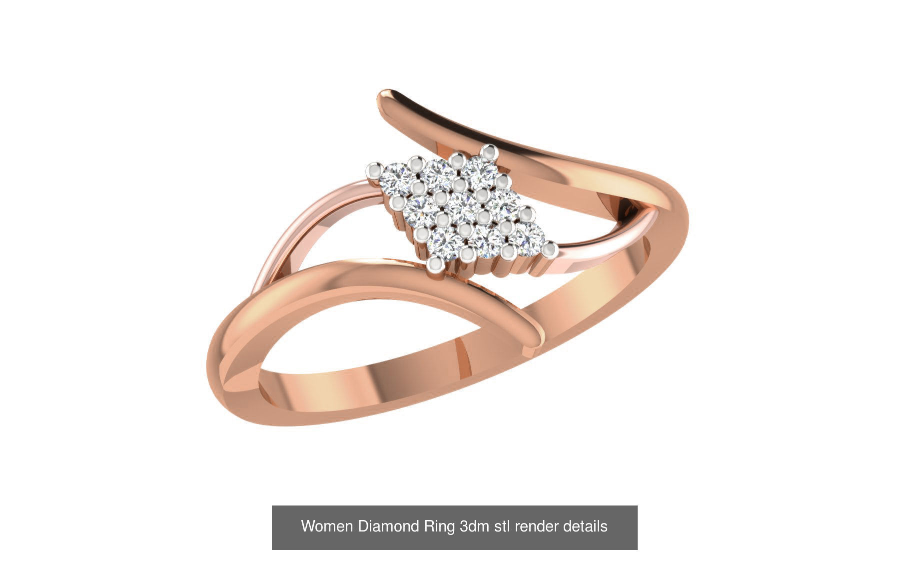 271 Minimilistic Light Wt Women Diamond Ring 3dm render details 3D Model Collection_189