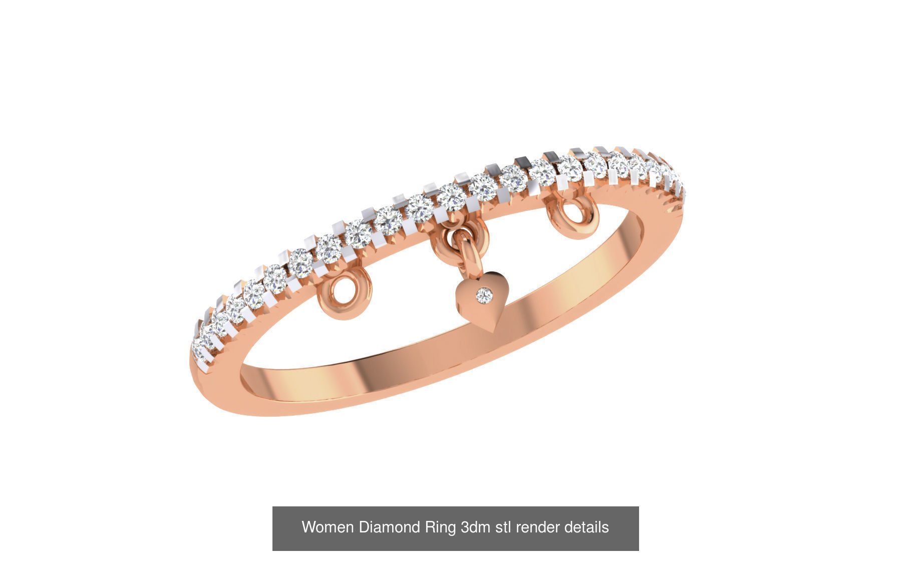 271 Minimilistic Light Wt Women Diamond Ring 3dm render details 3D Model Collection_159