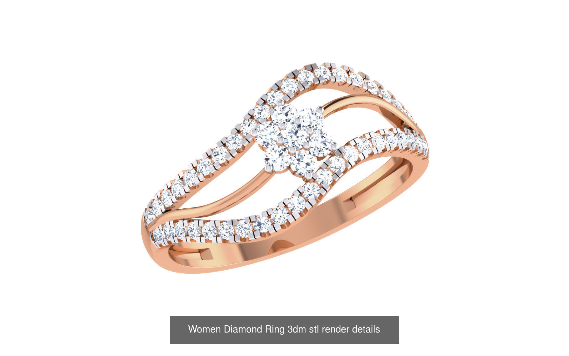 271 Minimilistic Light Wt Women Diamond Ring 3dm render details 3D Model Collection_46