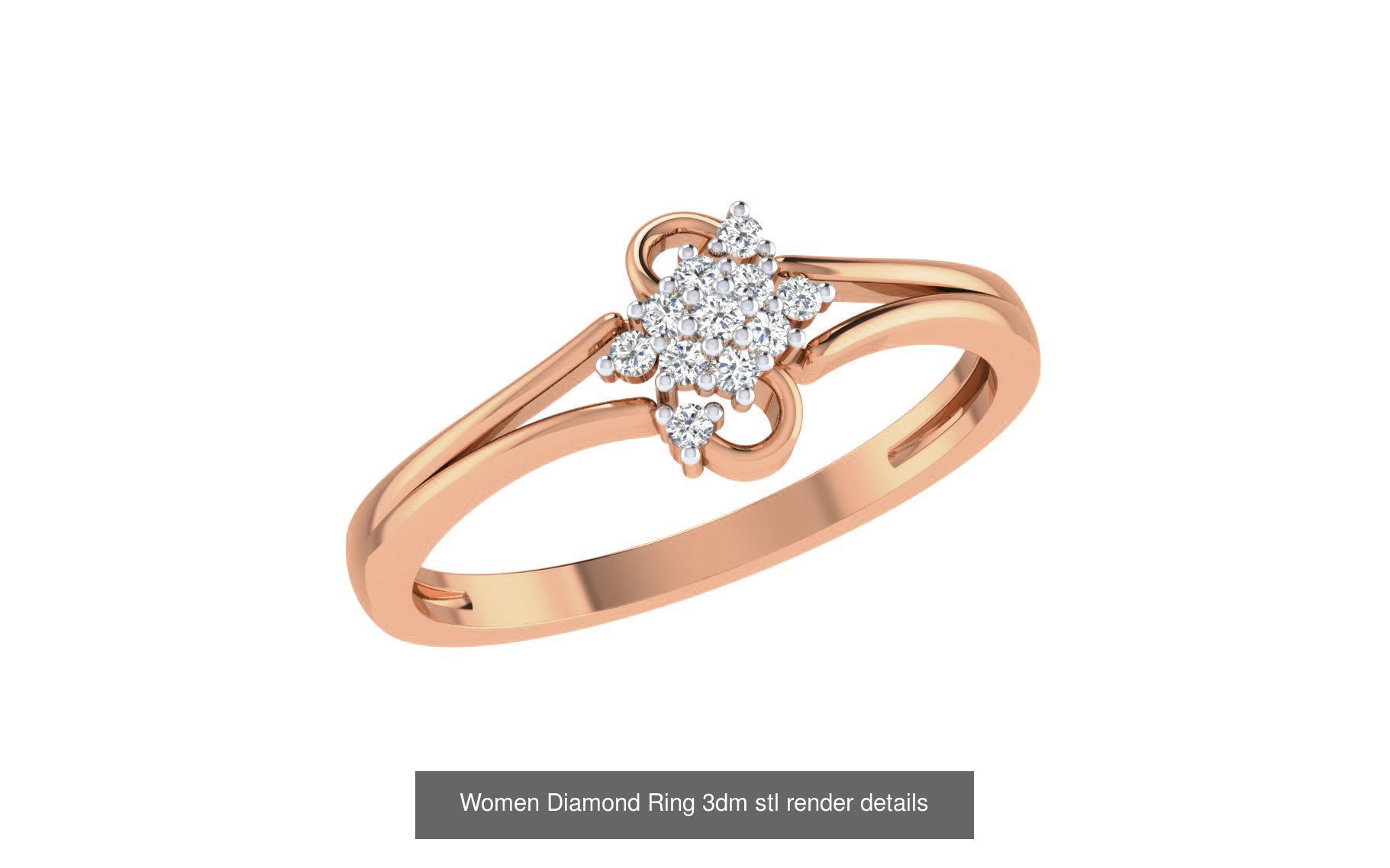 271 Minimilistic Light Wt Women Diamond Ring 3dm render details 3D Model Collection_163