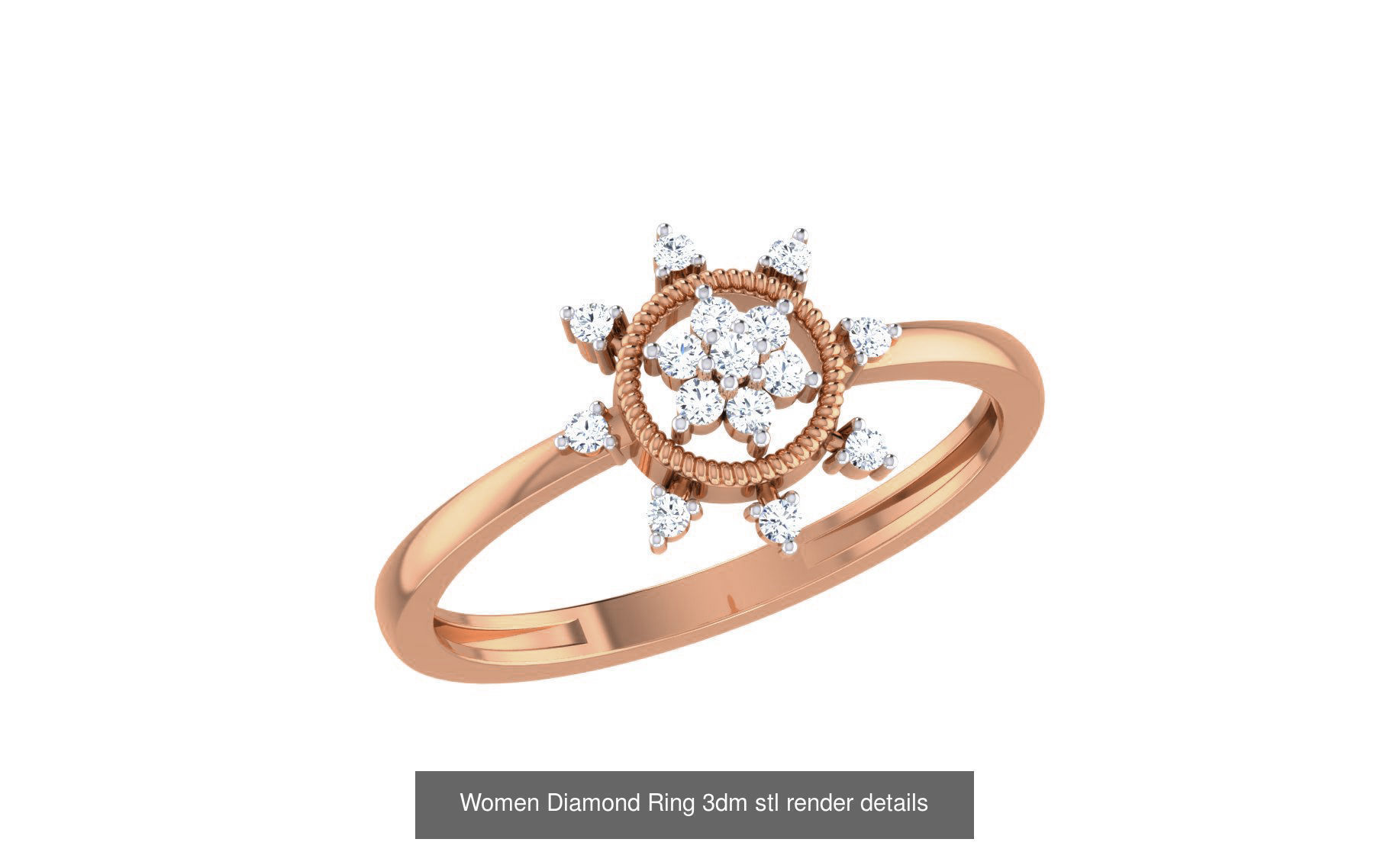 271 Minimilistic Light Wt Women Diamond Ring 3dm render details 3D Model Collection_100