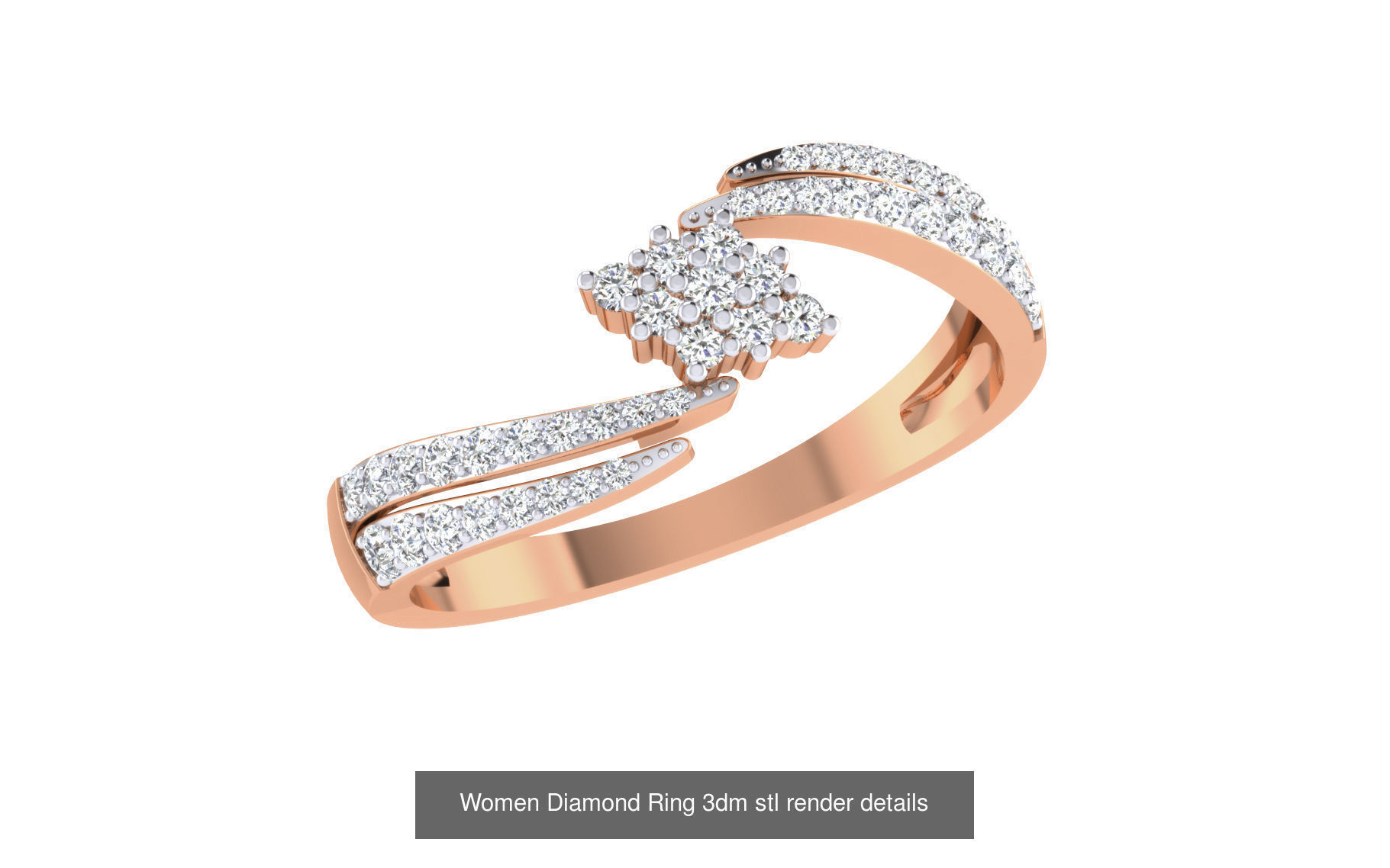 271 Minimilistic Light Wt Women Diamond Ring 3dm render details 3D Model Collection_153