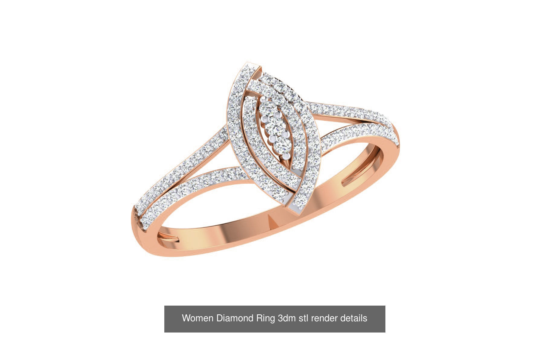 271 Minimilistic Light Wt Women Diamond Ring 3dm render details 3D Model Collection_143