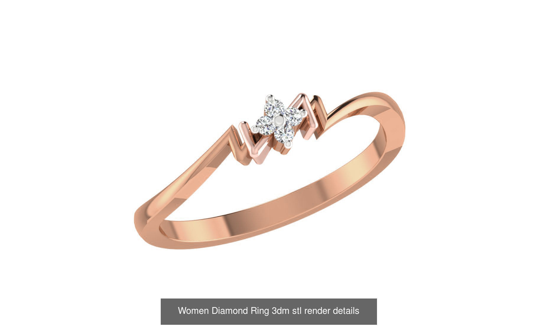 271 Minimilistic Light Wt Women Diamond Ring 3dm render details 3D Model Collection_203