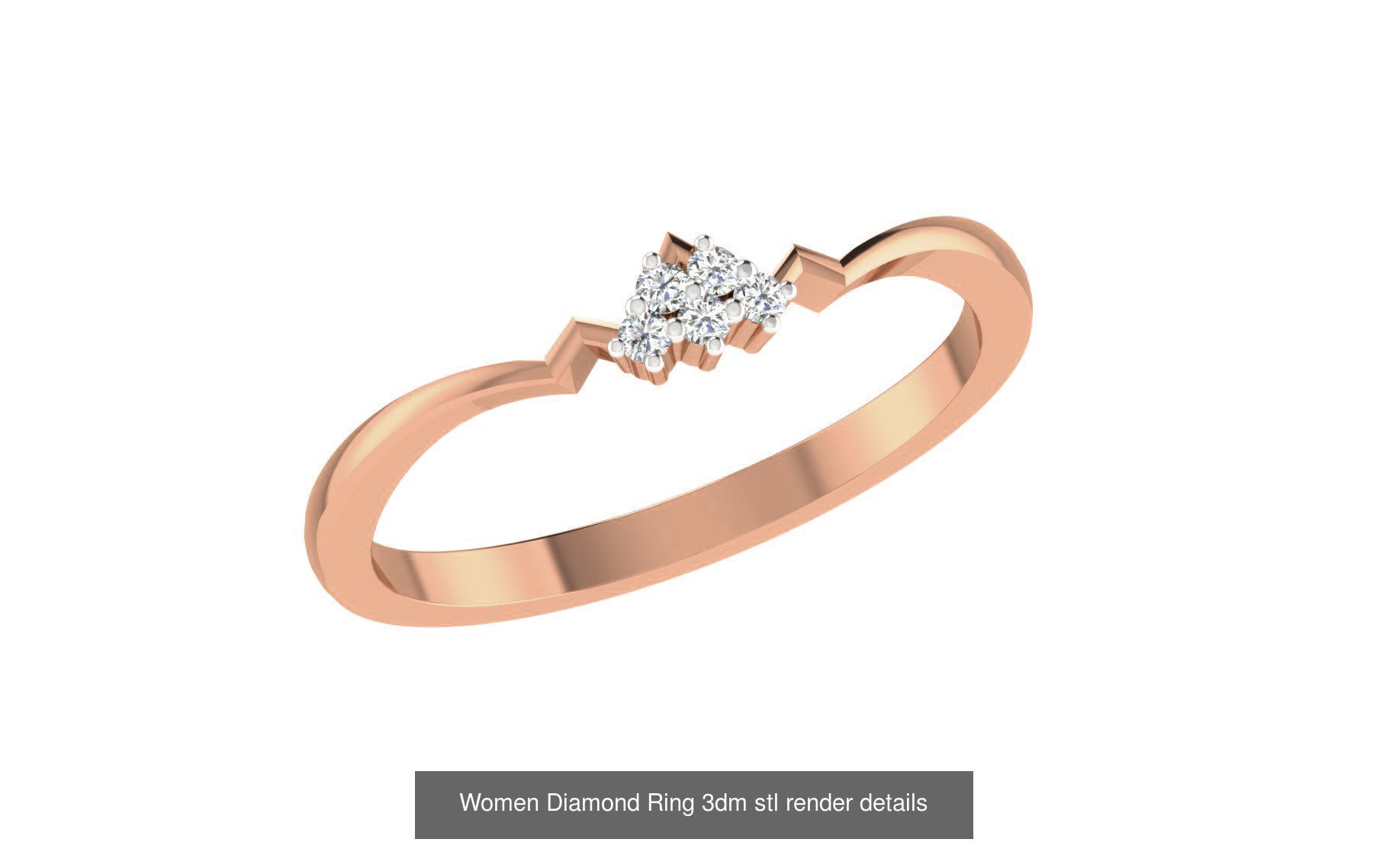 271 Minimilistic Light Wt Women Diamond Ring 3dm render details 3D Model Collection_212