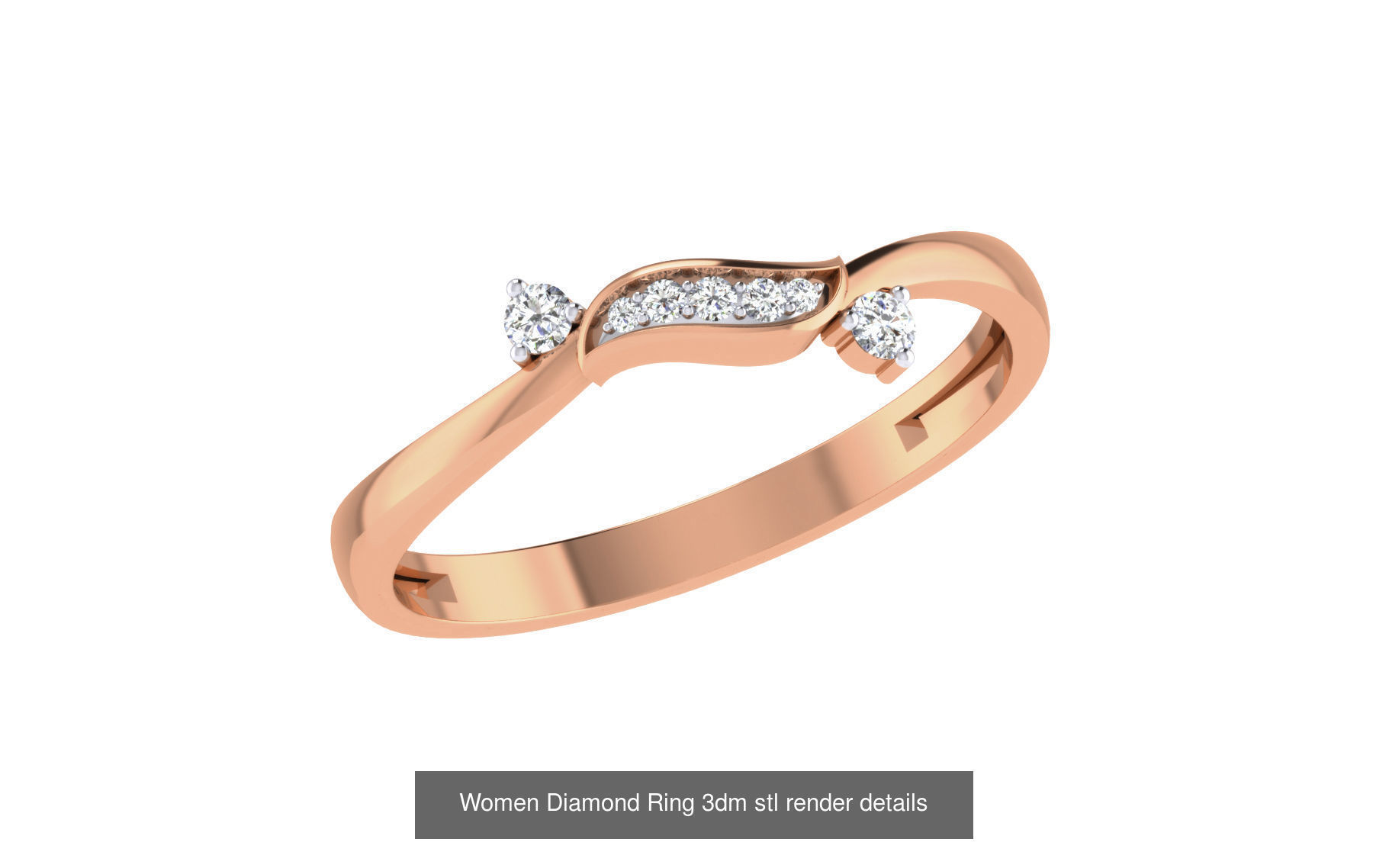 271 Minimilistic Light Wt Women Diamond Ring 3dm render details 3D Model Collection_37