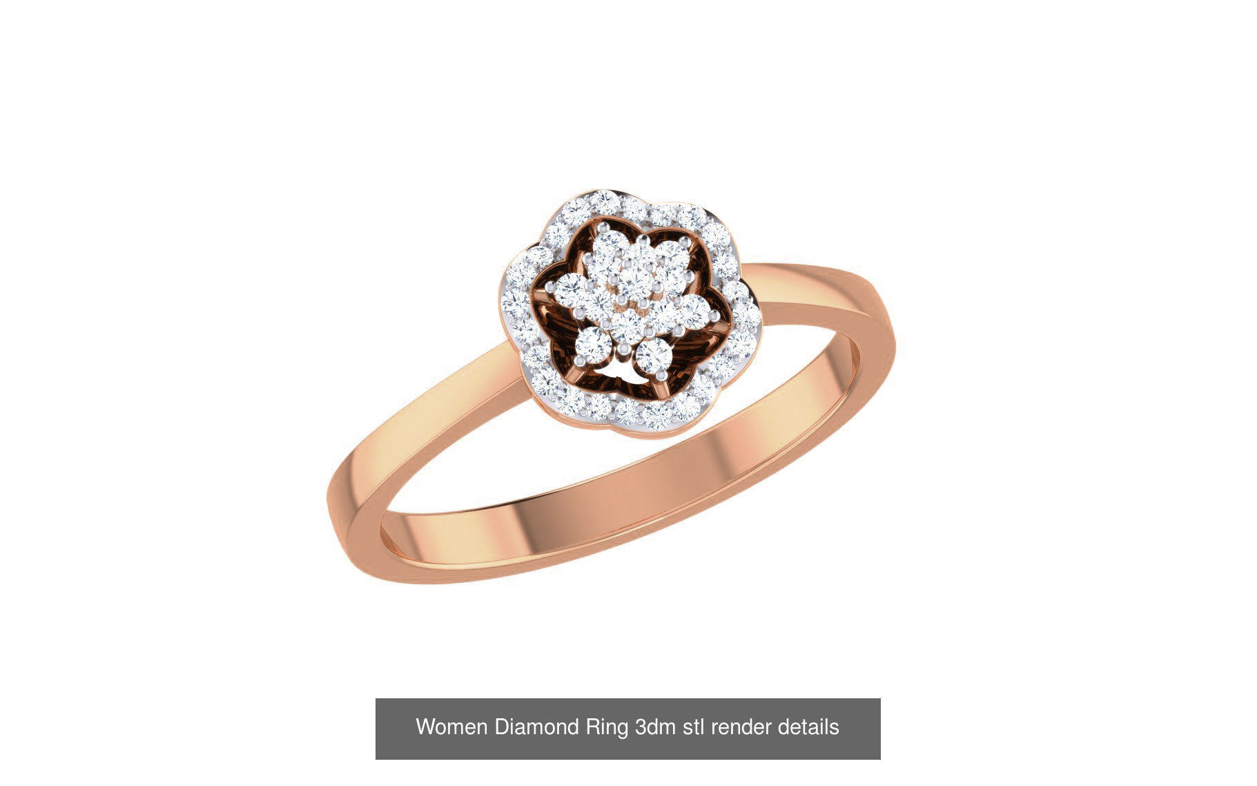 271 Minimilistic Light Wt Women Diamond Ring 3dm render details 3D Model Collection_113