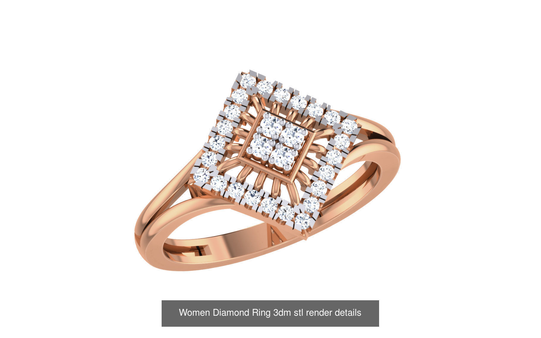 271 Minimilistic Light Wt Women Diamond Ring 3dm render details 3D Model Collection_82