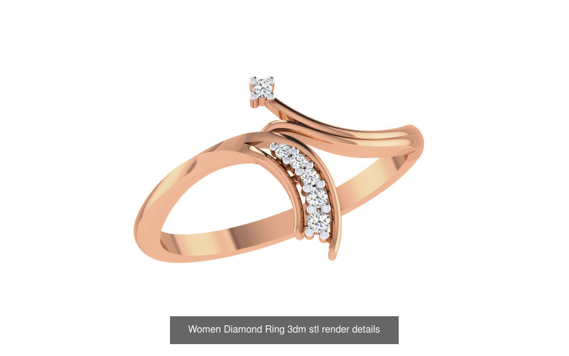 271 Minimilistic Light Wt Women Diamond Ring 3dm render details 3D Model Collection_139