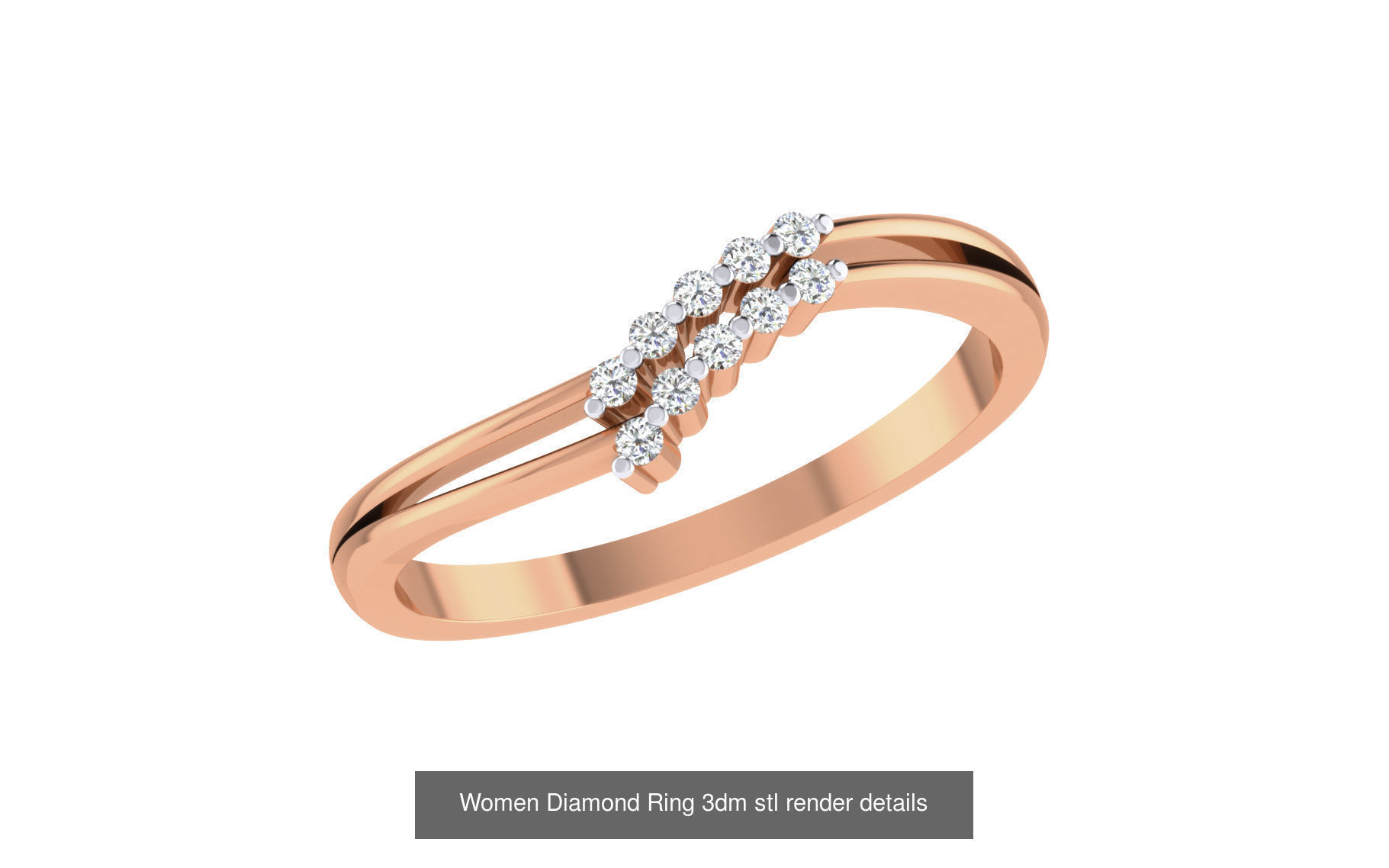 271 Minimilistic Light Wt Women Diamond Ring 3dm render details 3D Model Collection_160
