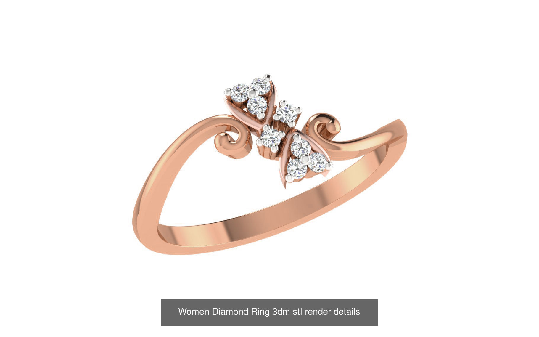 271 Minimilistic Light Wt Women Diamond Ring 3dm render details 3D Model Collection_195