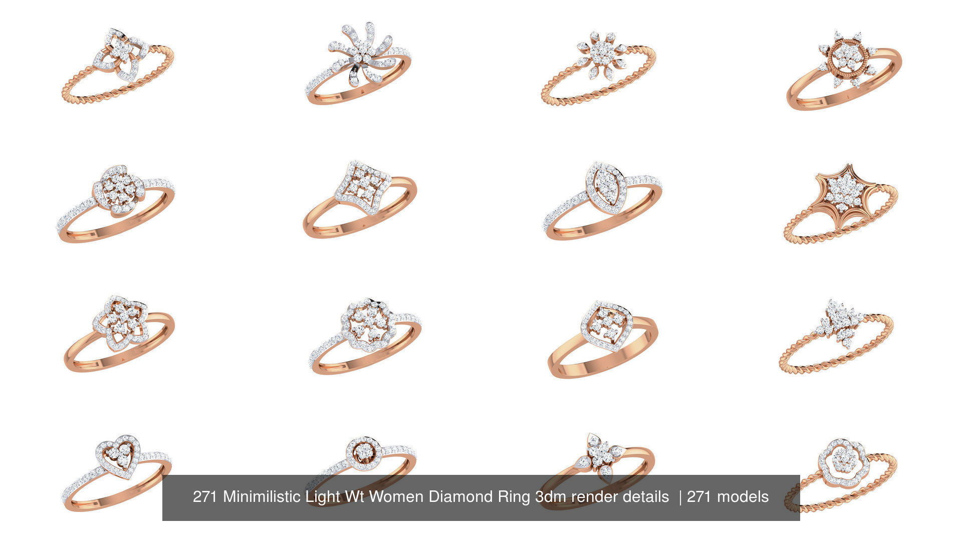 271 Minimilistic Light Wt Women Diamond Ring 3dm render details 3D Model Collection_8