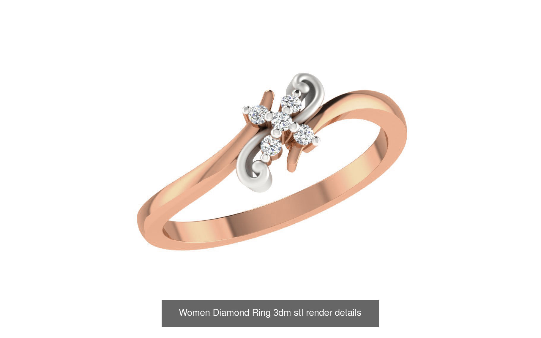 271 Minimilistic Light Wt Women Diamond Ring 3dm render details 3D Model Collection_215