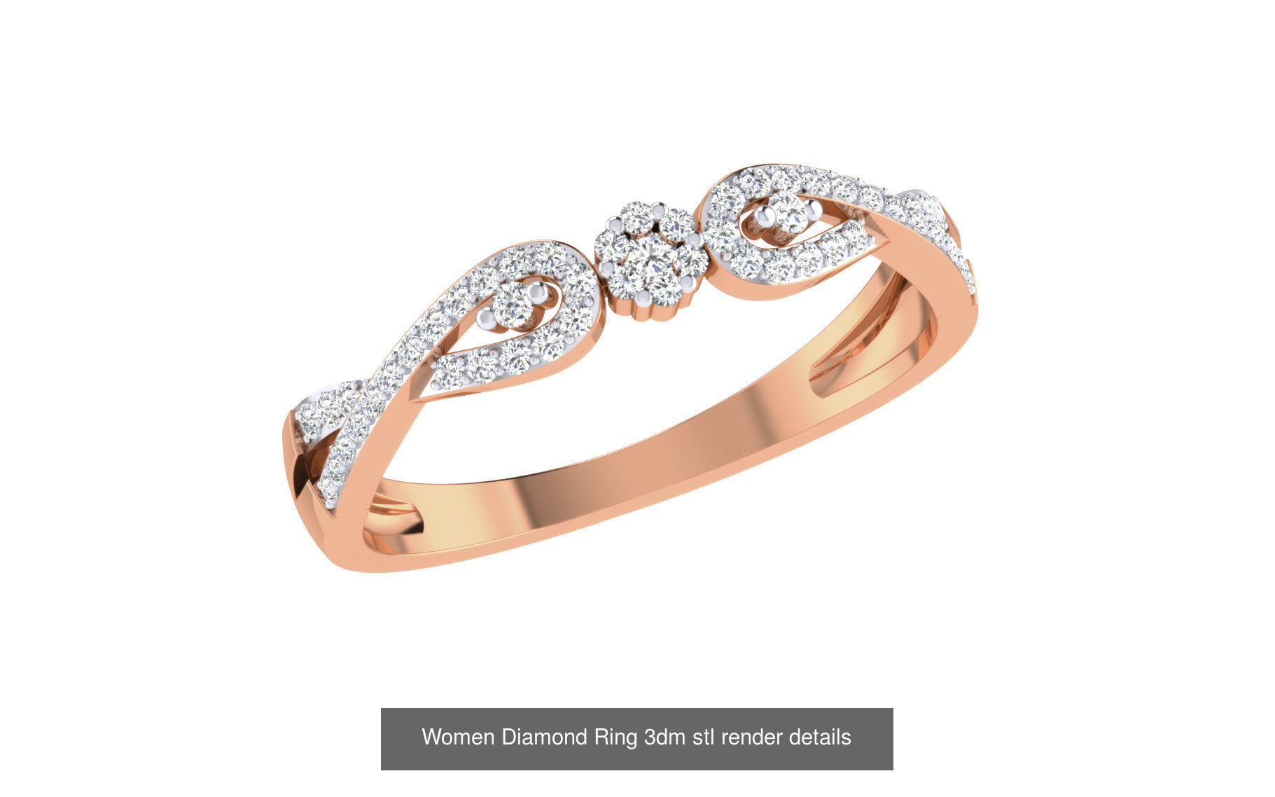 271 Minimilistic Light Wt Women Diamond Ring 3dm render details 3D Model Collection_142