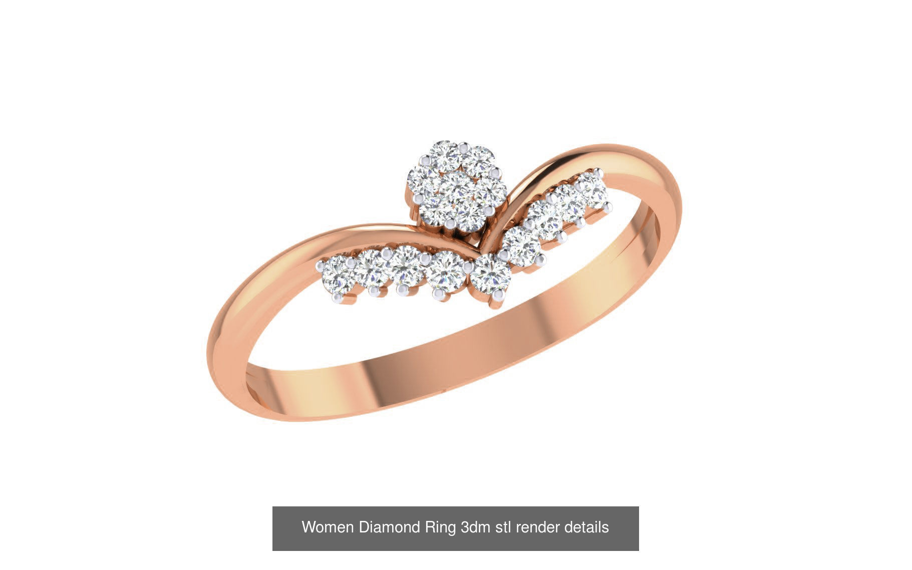 271 Minimilistic Light Wt Women Diamond Ring 3dm render details 3D Model Collection_41