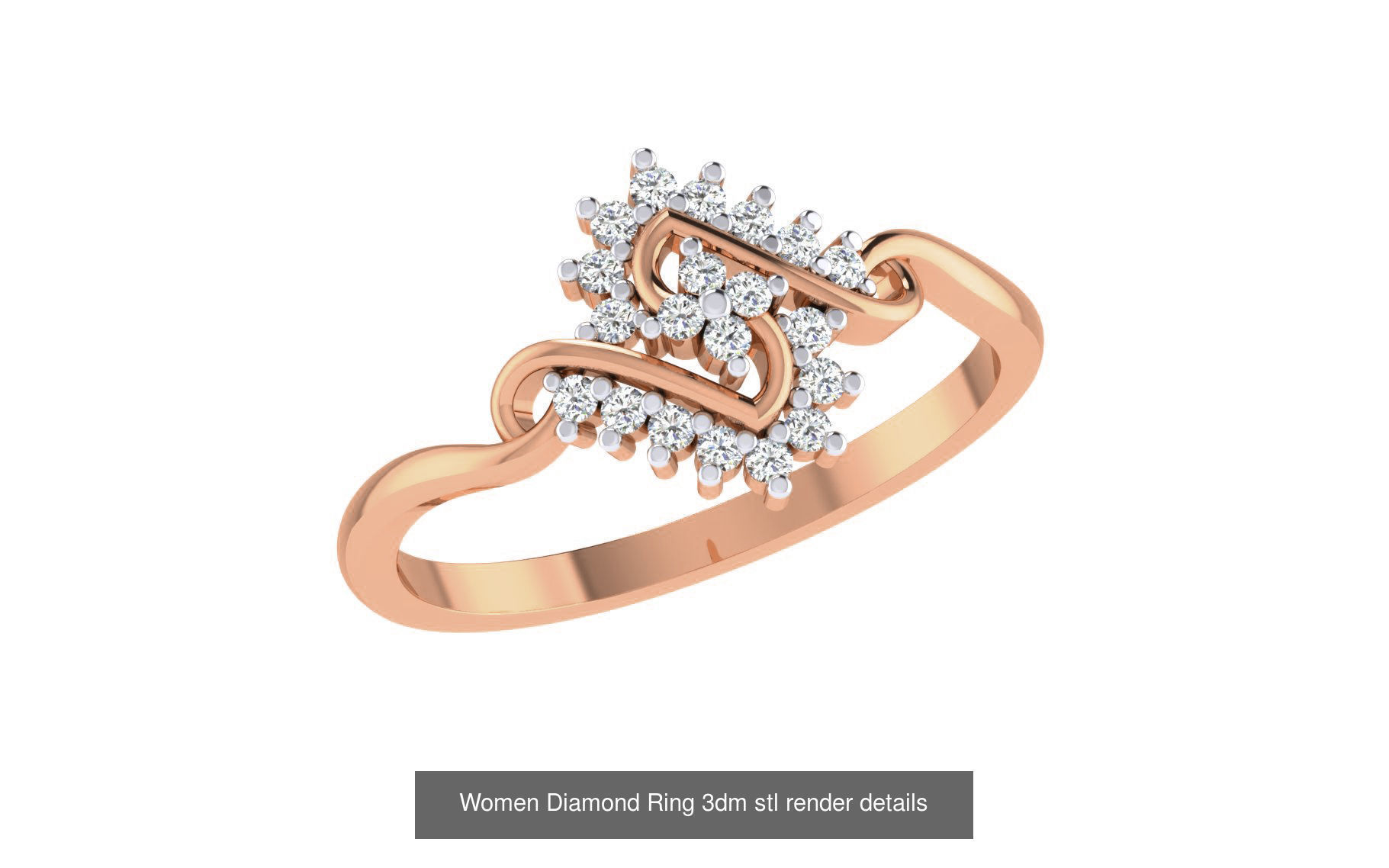 271 Minimilistic Light Wt Women Diamond Ring 3dm render details 3D Model Collection_149