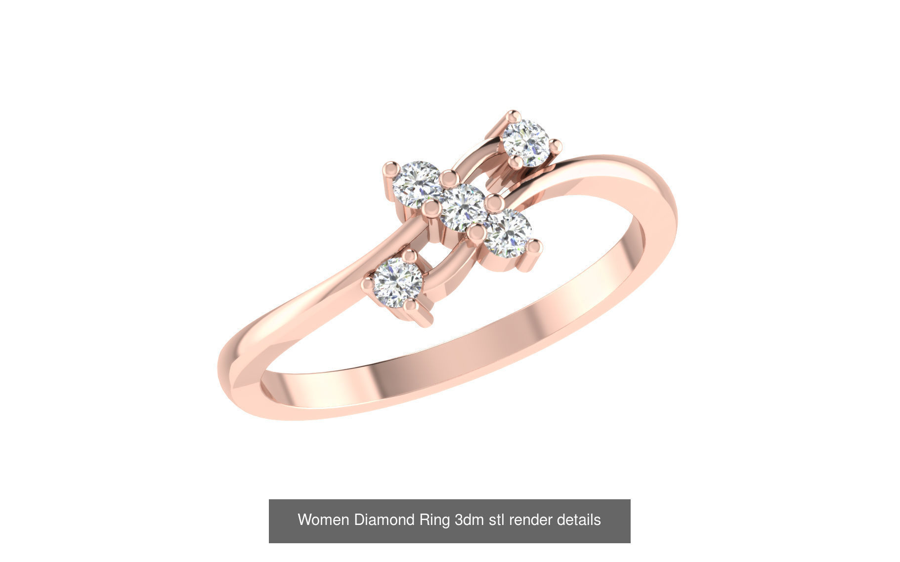 271 Minimilistic Light Wt Women Diamond Ring 3dm render details 3D Model Collection_218