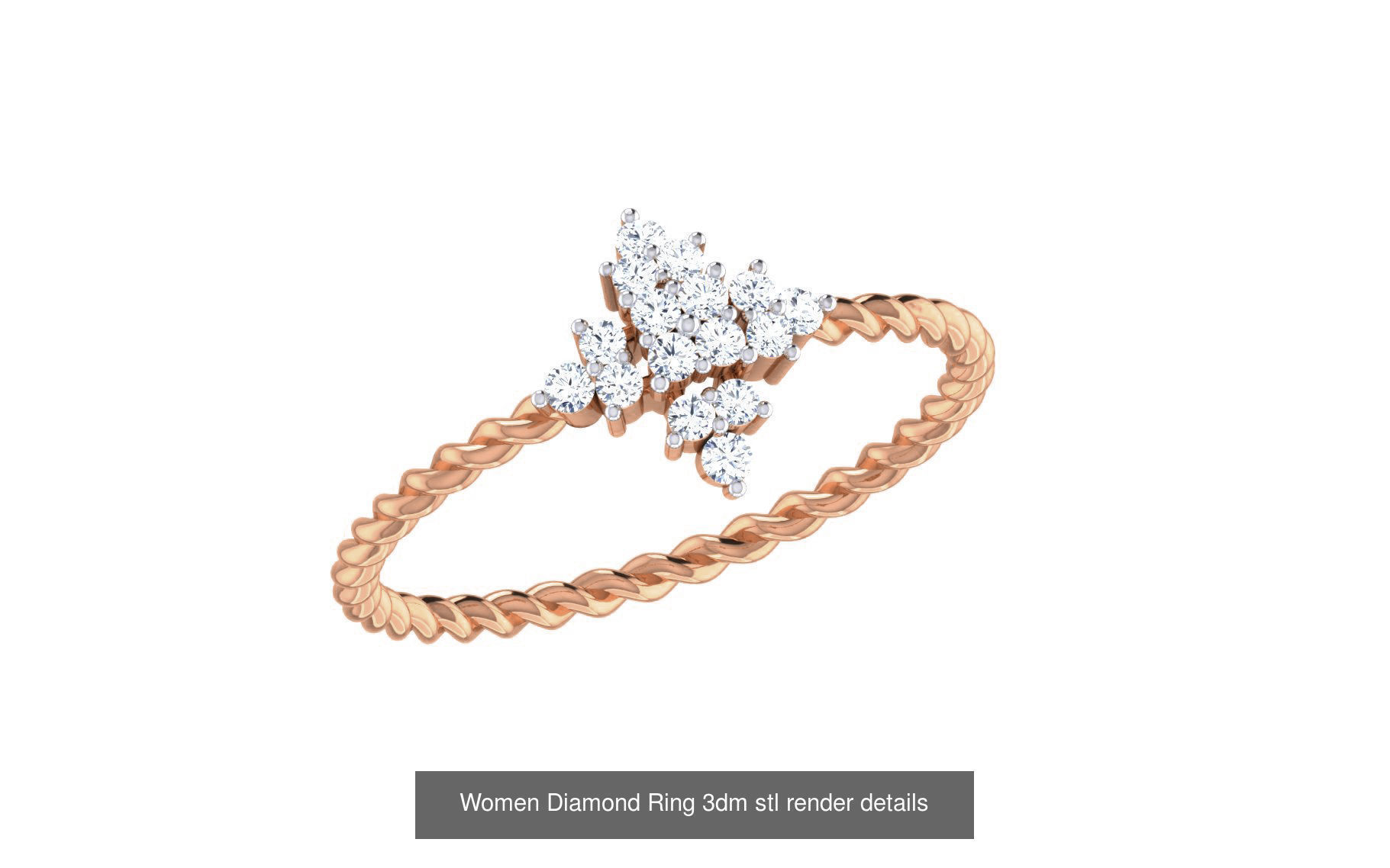 271 Minimilistic Light Wt Women Diamond Ring 3dm render details 3D Model Collection_108