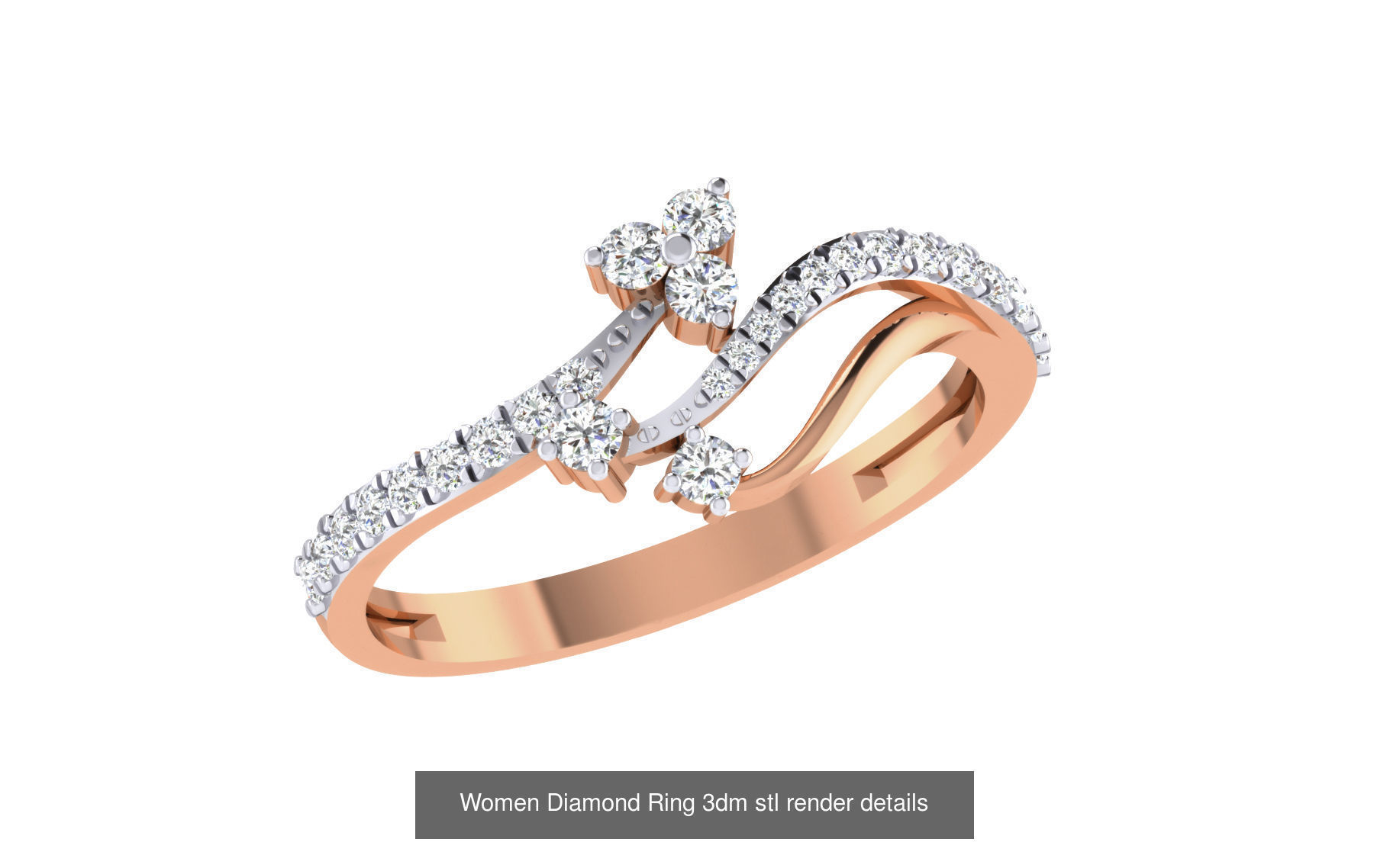 271 Minimilistic Light Wt Women Diamond Ring 3dm render details 3D Model Collection_31