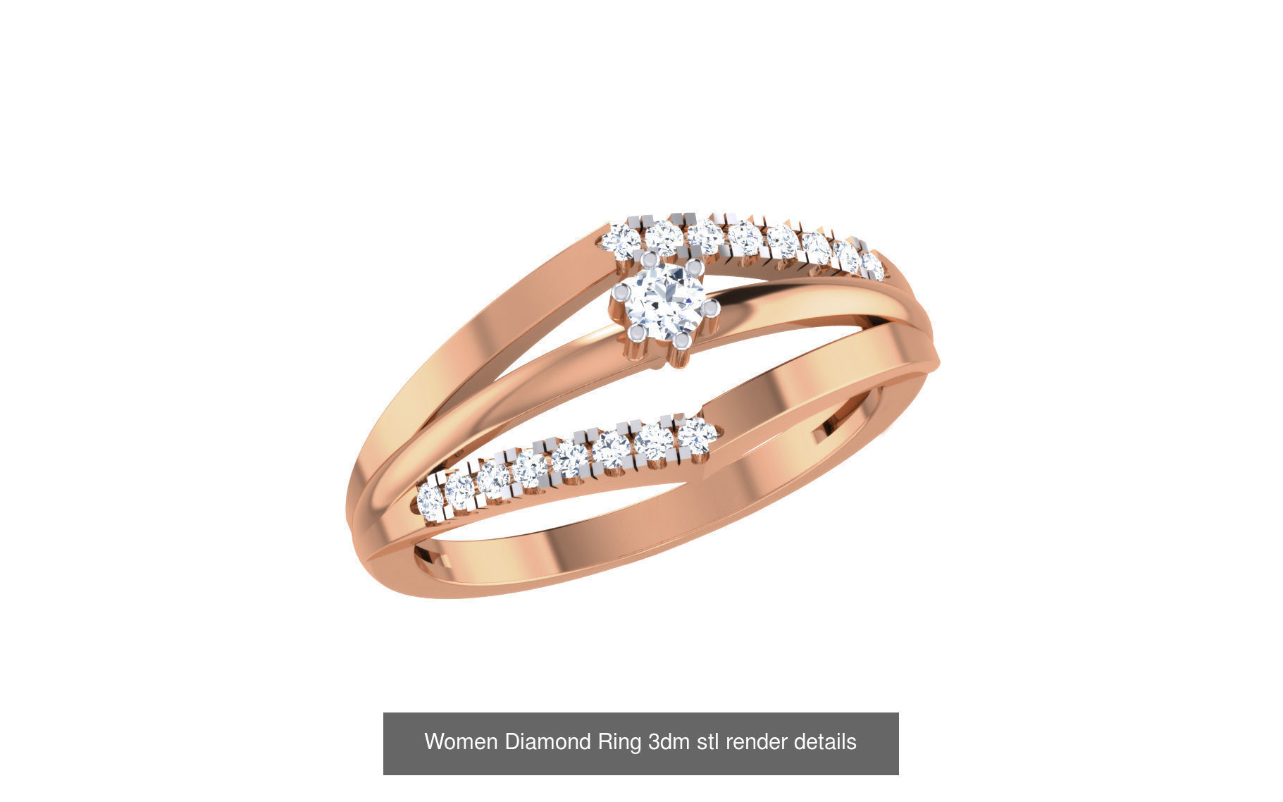 271 Minimilistic Light Wt Women Diamond Ring 3dm render details 3D Model Collection_65