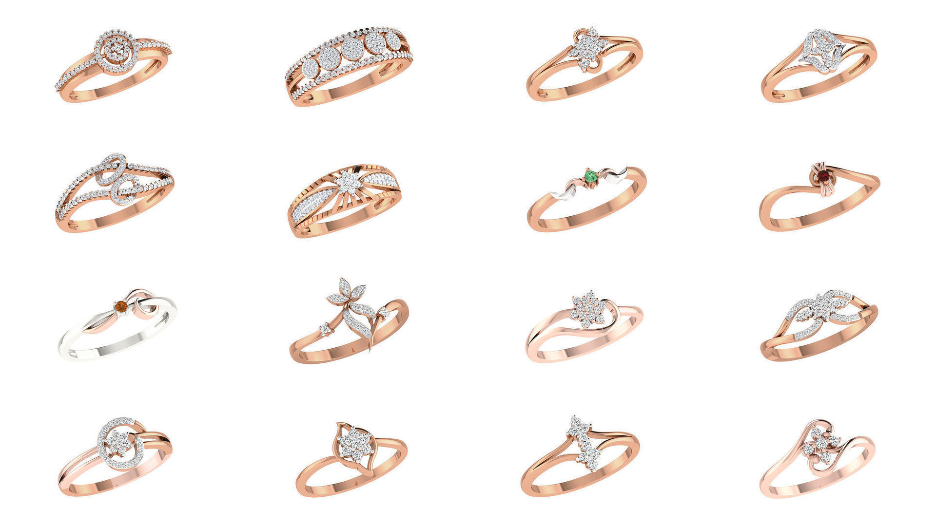 271 Minimilistic Light Wt Women Diamond Ring 3dm render details 3D Model Collection_15