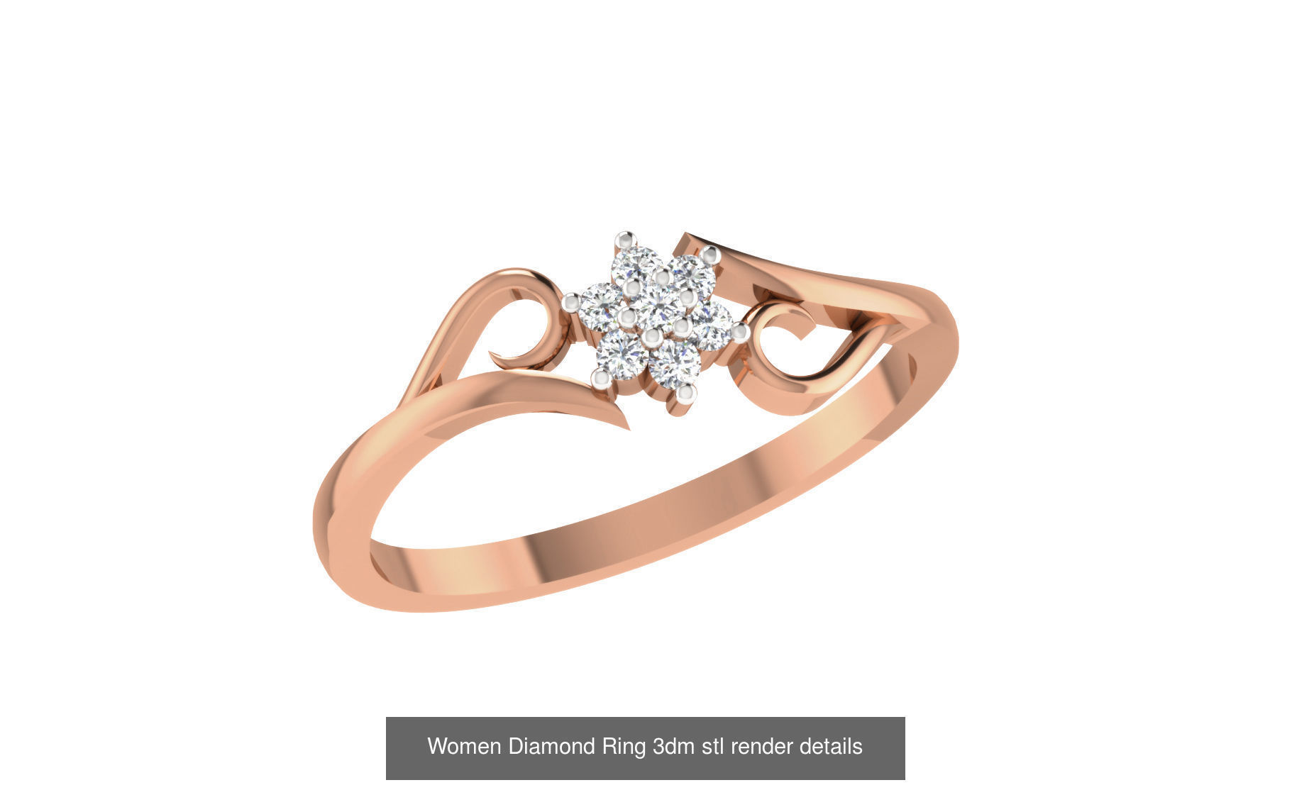 271 Minimilistic Light Wt Women Diamond Ring 3dm render details 3D Model Collection_177