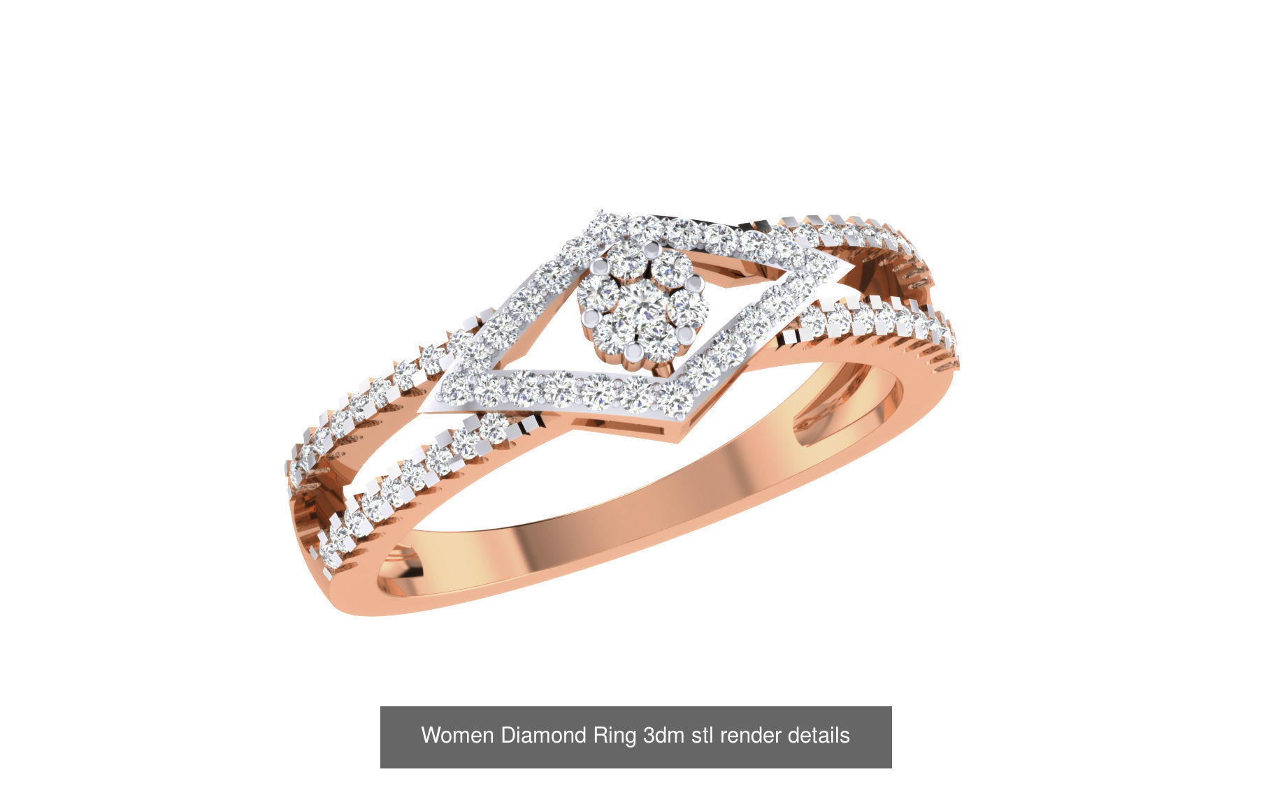 271 Minimilistic Light Wt Women Diamond Ring 3dm render details 3D Model Collection_152