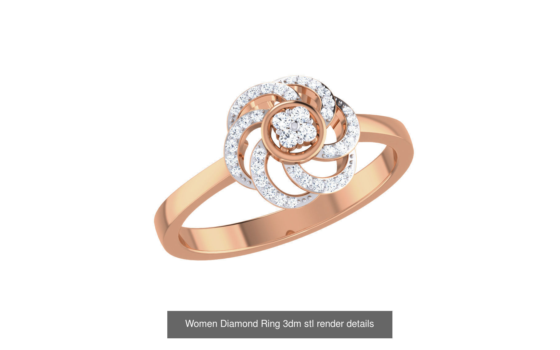 271 Minimilistic Light Wt Women Diamond Ring 3dm render details 3D Model Collection_120