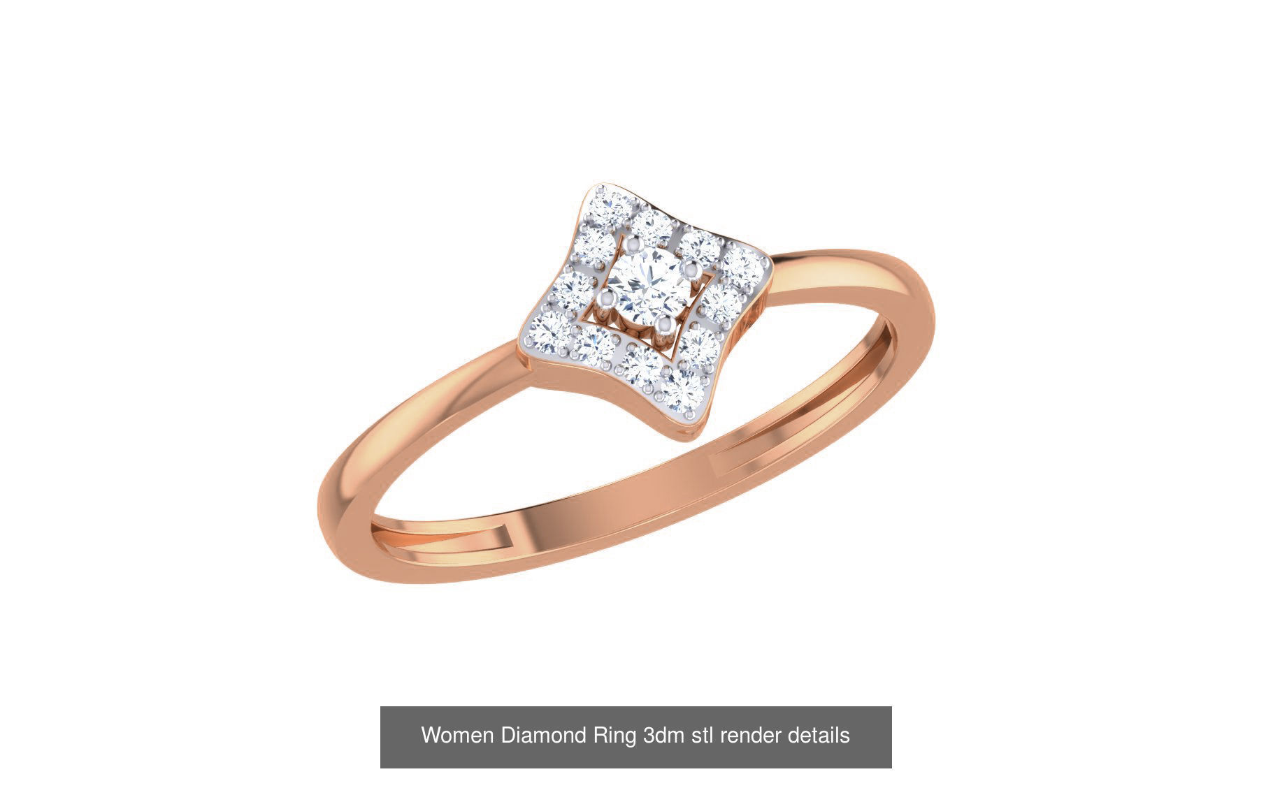 271 Minimilistic Light Wt Women Diamond Ring 3dm render details 3D Model Collection_124