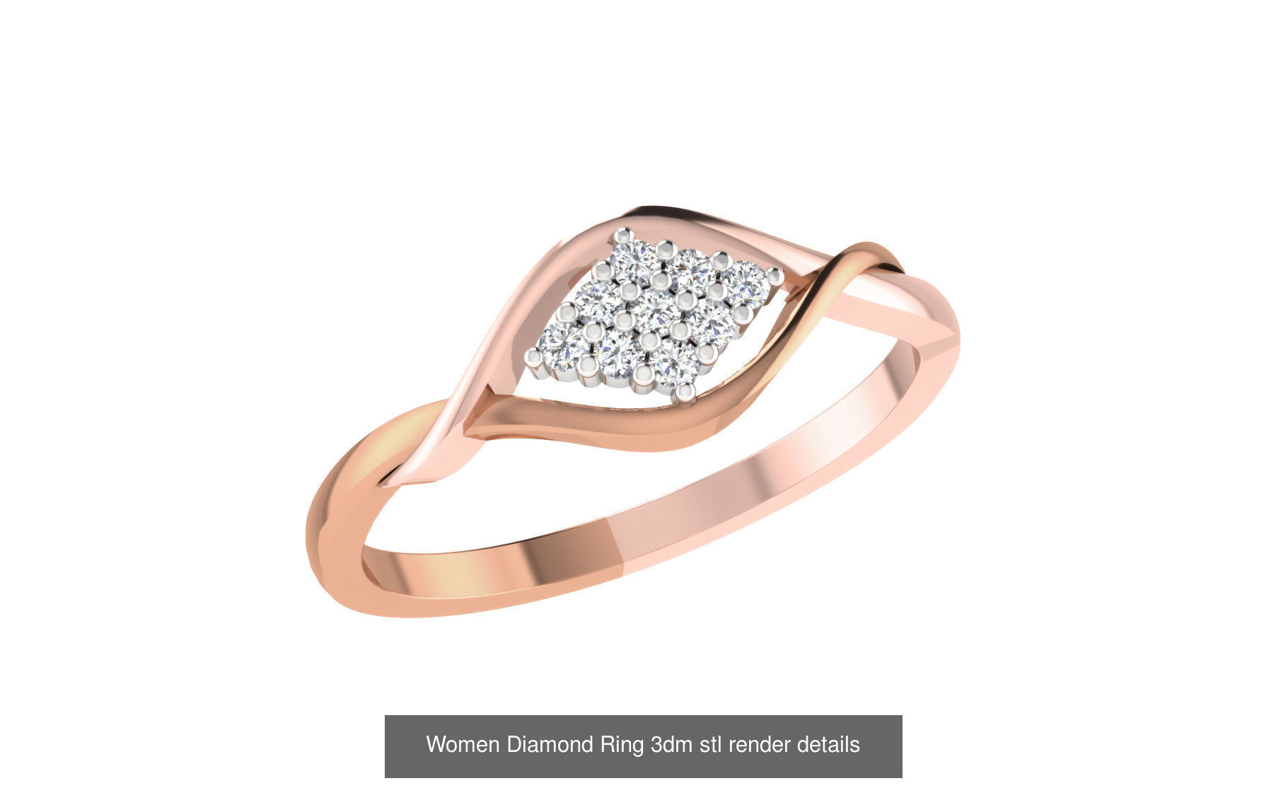271 Minimilistic Light Wt Women Diamond Ring 3dm render details 3D Model Collection_180