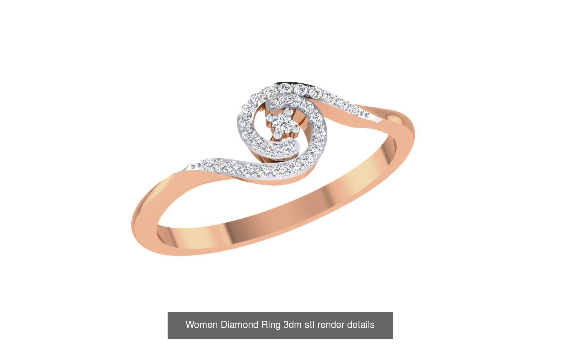 271 Minimilistic Light Wt Women Diamond Ring 3dm render details 3D Model Collection_150