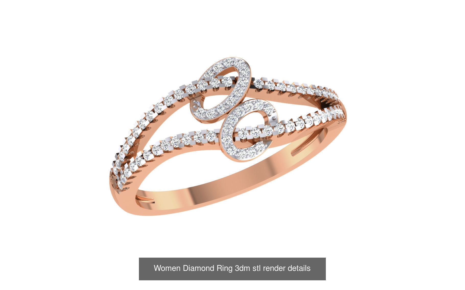 271 Minimilistic Light Wt Women Diamond Ring 3dm render details 3D Model Collection_165