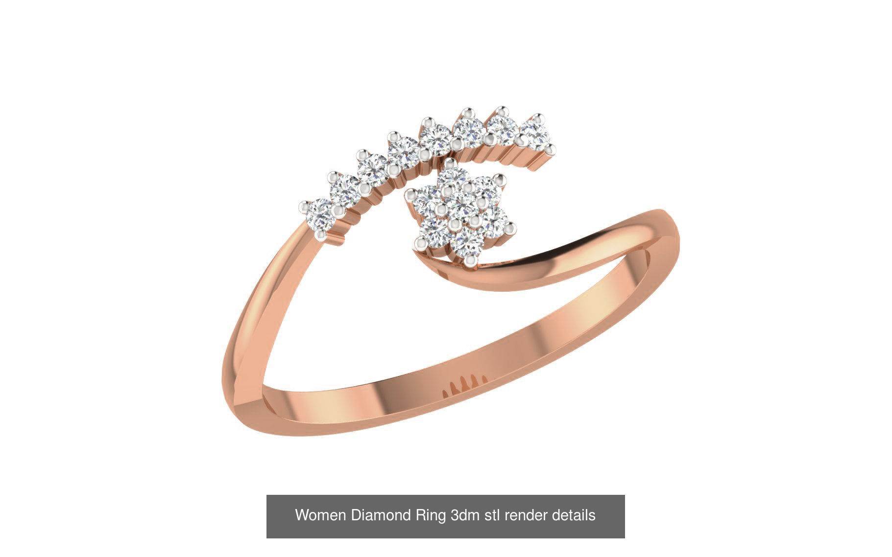 271 Minimilistic Light Wt Women Diamond Ring 3dm render details 3D Model Collection_186