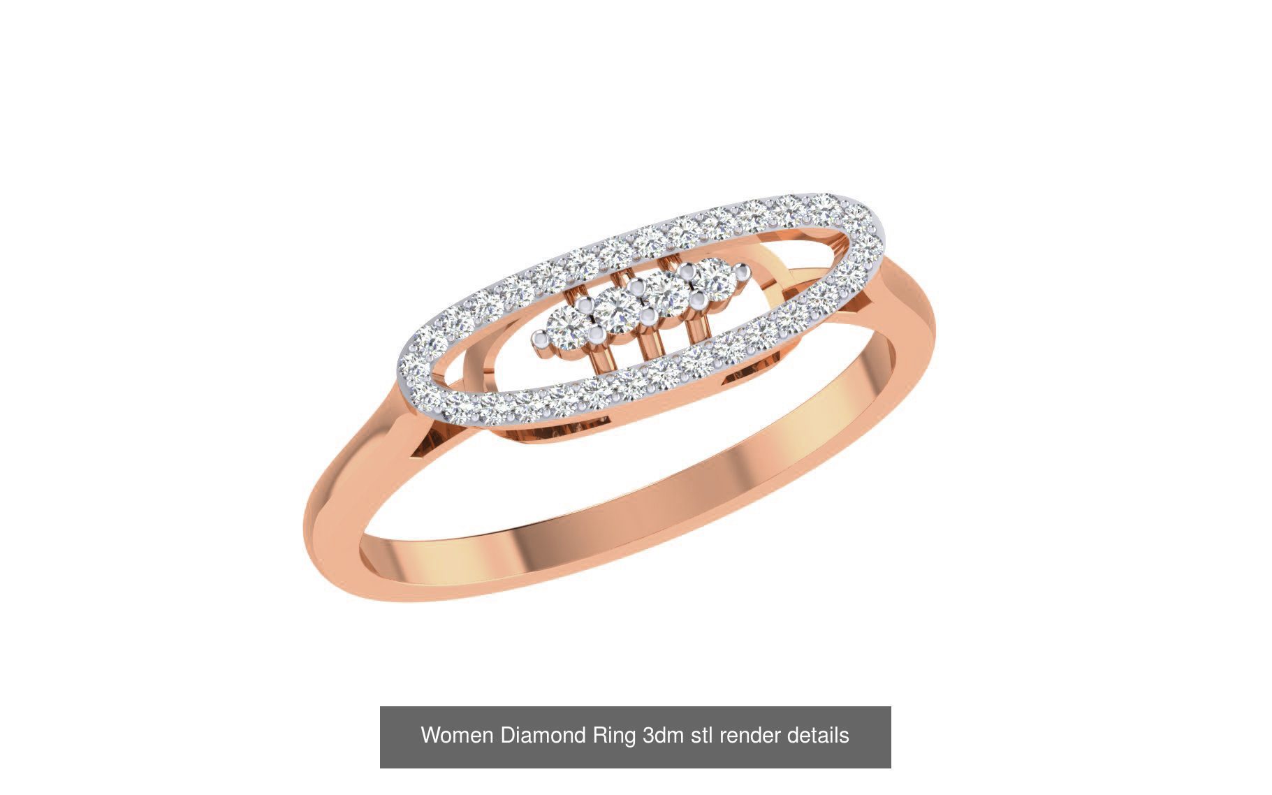 271 Minimilistic Light Wt Women Diamond Ring 3dm render details 3D Model Collection_145