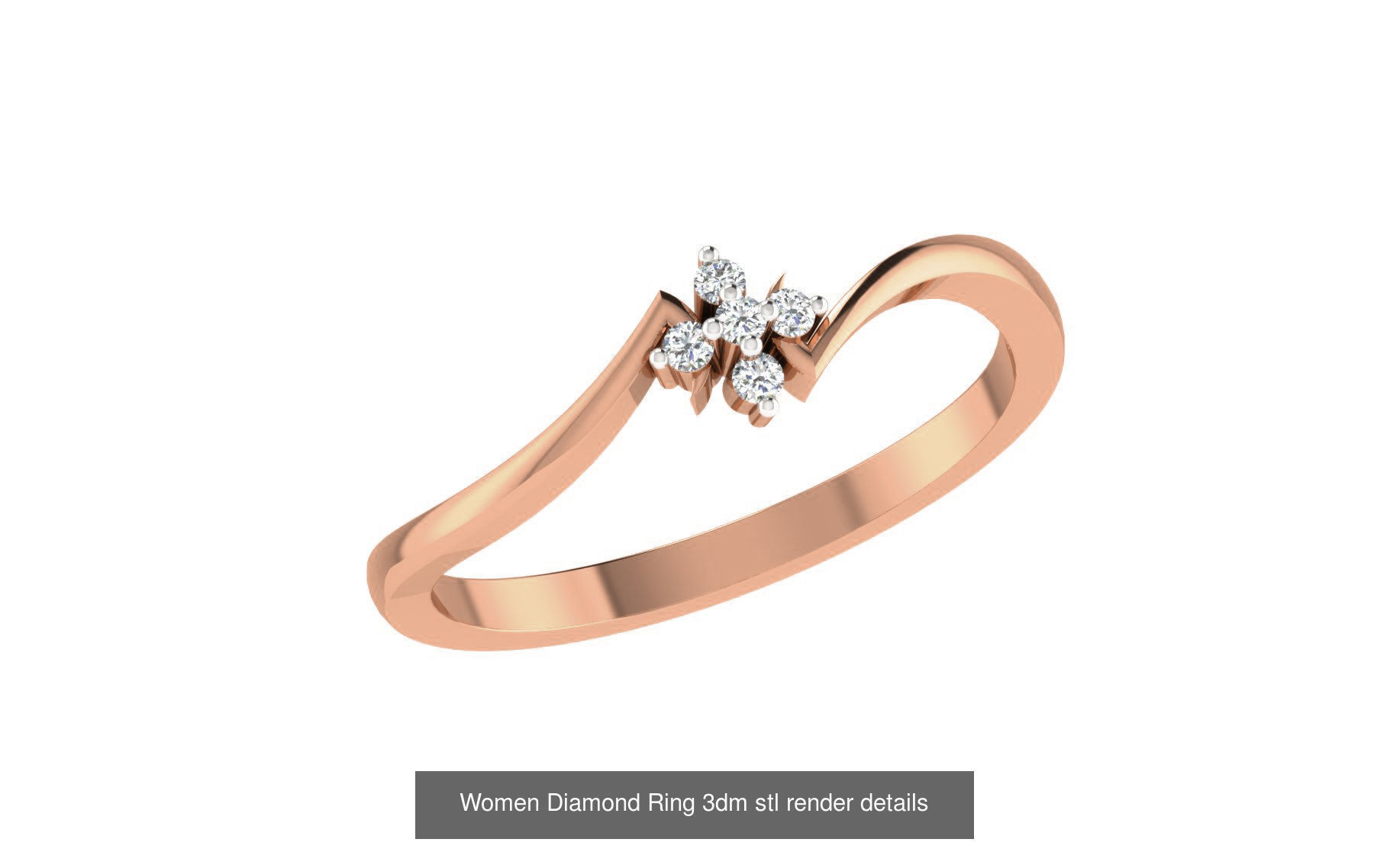271 Minimilistic Light Wt Women Diamond Ring 3dm render details 3D Model Collection_199