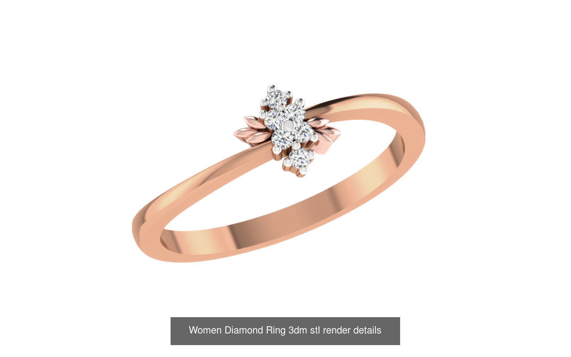 271 Minimilistic Light Wt Women Diamond Ring 3dm render details 3D Model Collection_204