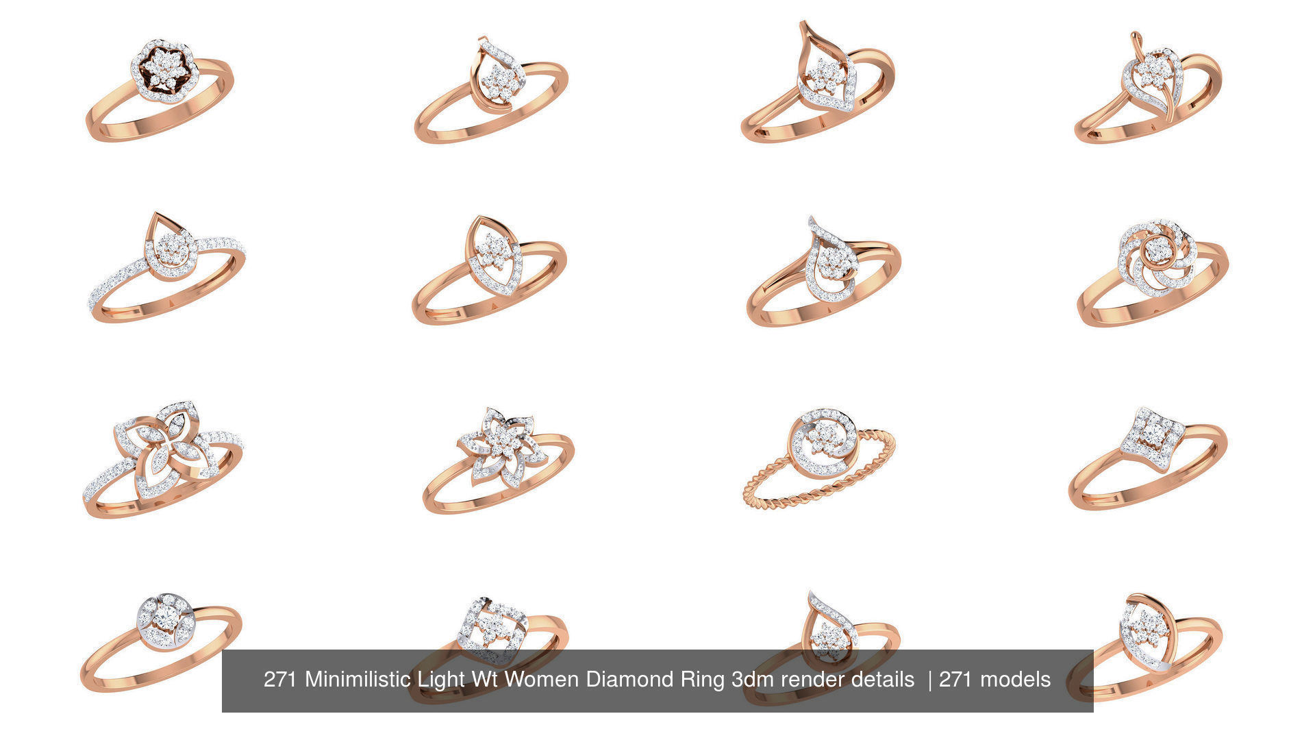 271 Minimilistic Light Wt Women Diamond Ring 3dm render details 3D Model Collection_10