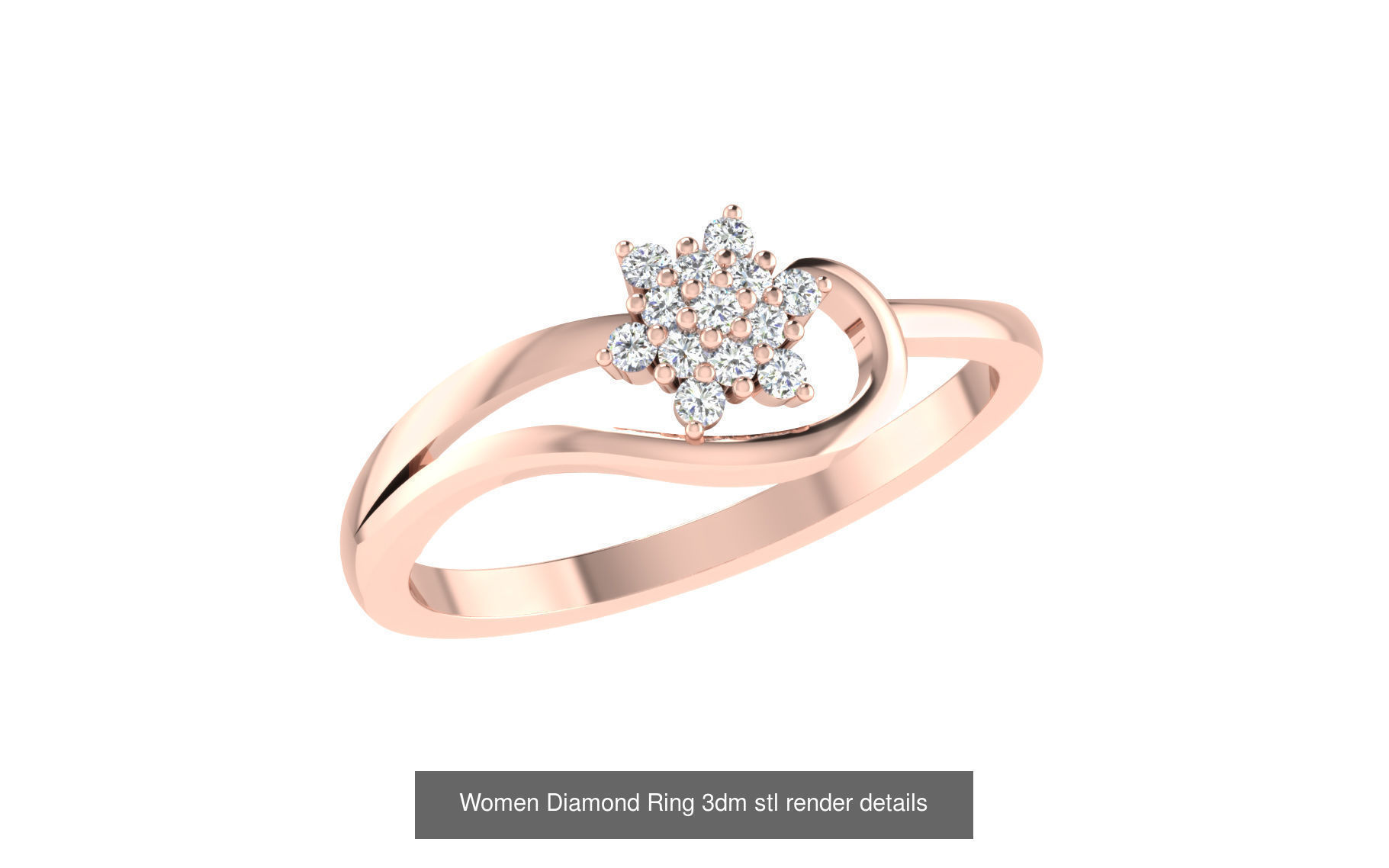 271 Minimilistic Light Wt Women Diamond Ring 3dm render details 3D Model Collection_171