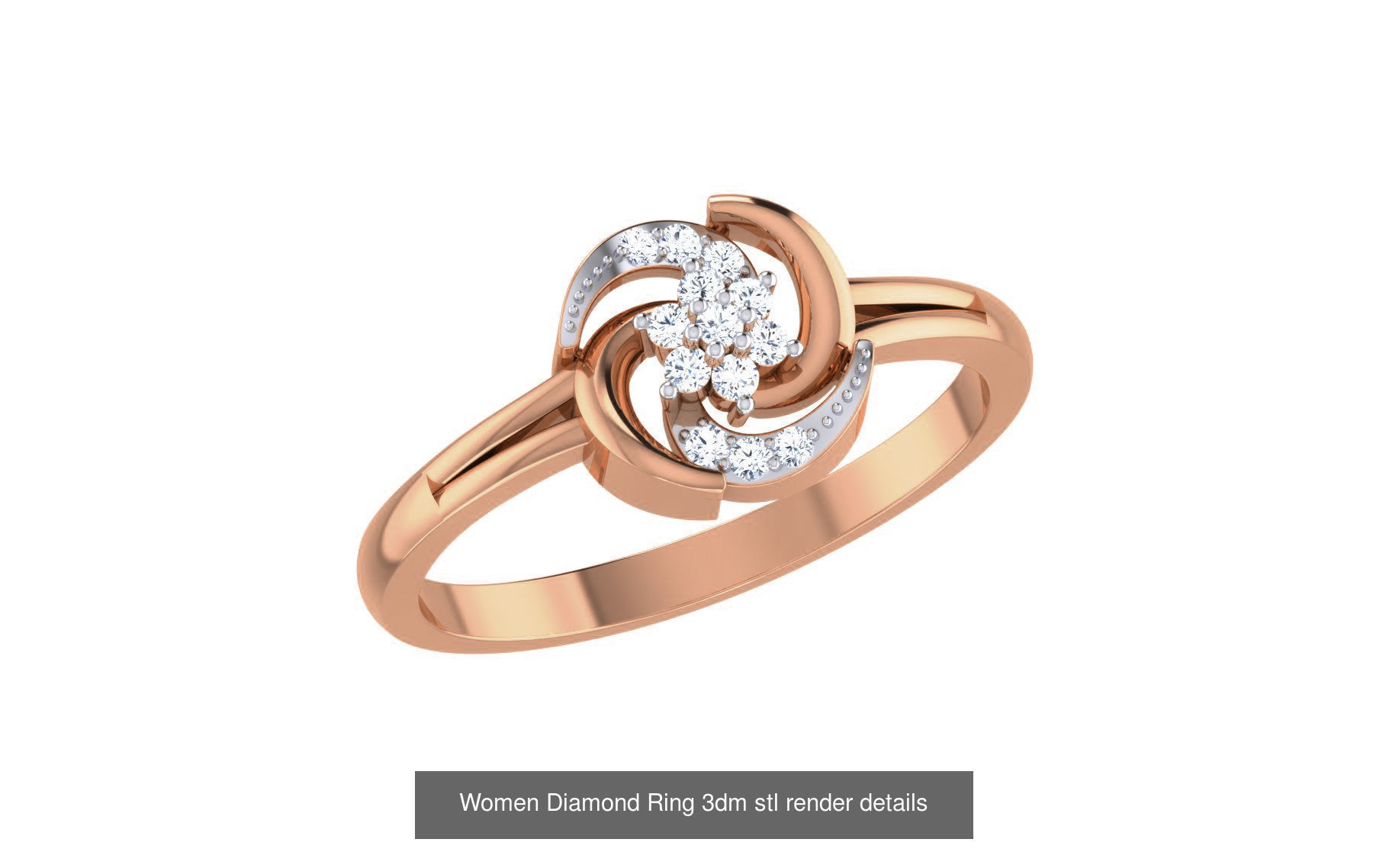 271 Minimilistic Light Wt Women Diamond Ring 3dm render details 3D Model Collection_95